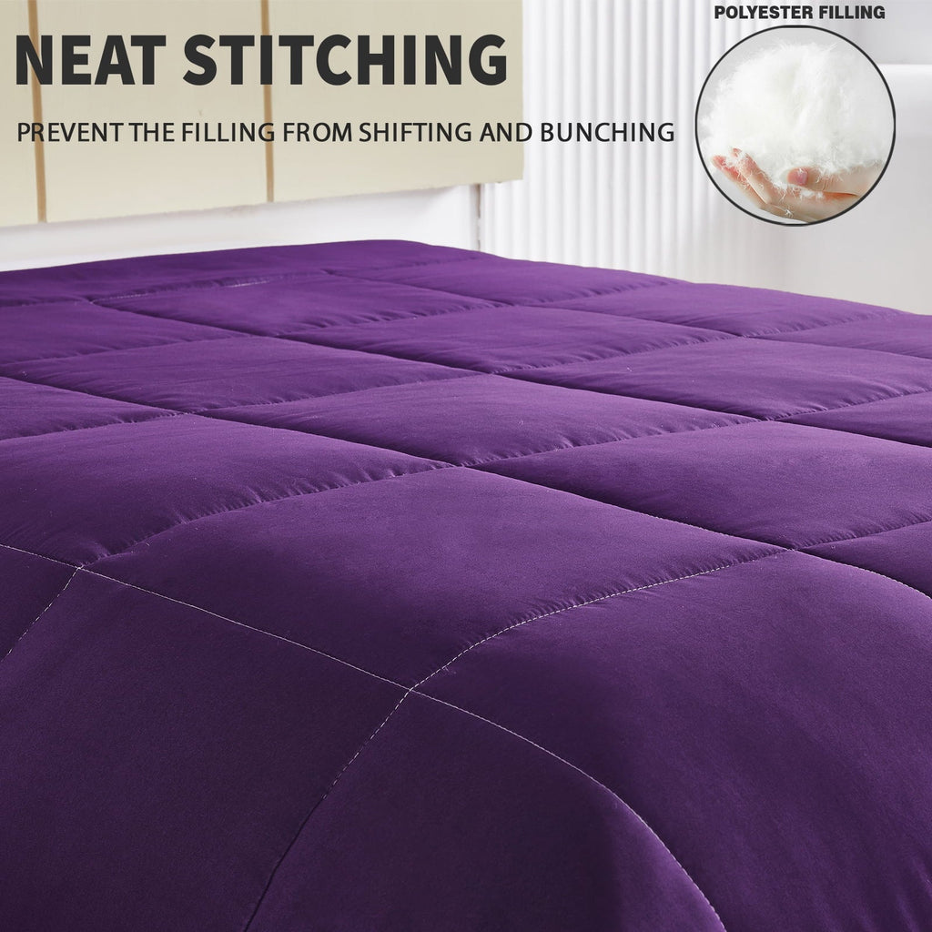 Fluffy Down Alternative Lightweight Reversible 3-Piece Comforter Set All Seasons, Down Alternative Comforter with 2 Pillow Shams, Queen Size,... - Luxurious Quilted Duvet Cover Set Detail