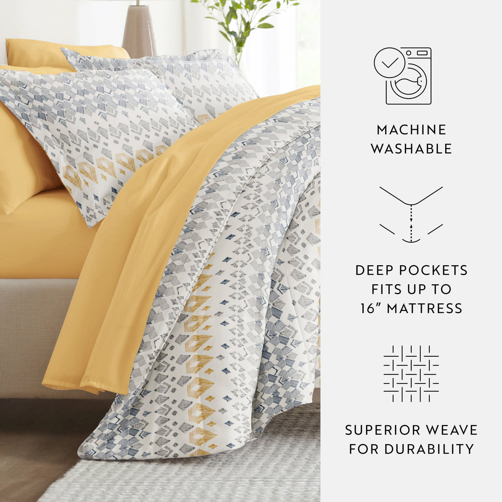 Hypoallergenic Cloud 7 Piece Bedding Bundle, Microfiber Patterned Comforter and Sheet Set, Queen - Hypoallergenic Ultra-Fluffy Quilt for Winter Detail
