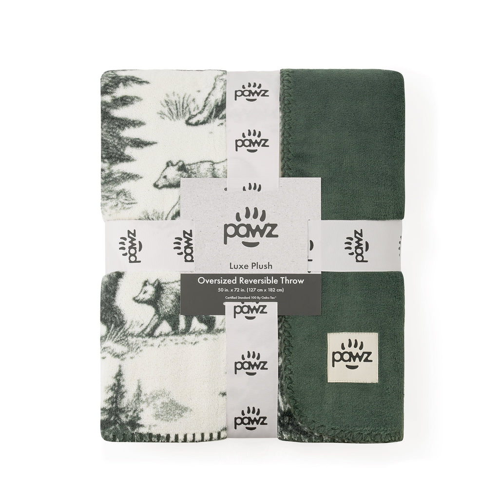Reversible Sherpa Plush Oversized Throw Blanket for Couch or Bed, Soft Flannel Fleece, Green Pine Trees, 50"x72" - Super Soft Reversible Sherpa Flannel Blanket Detail