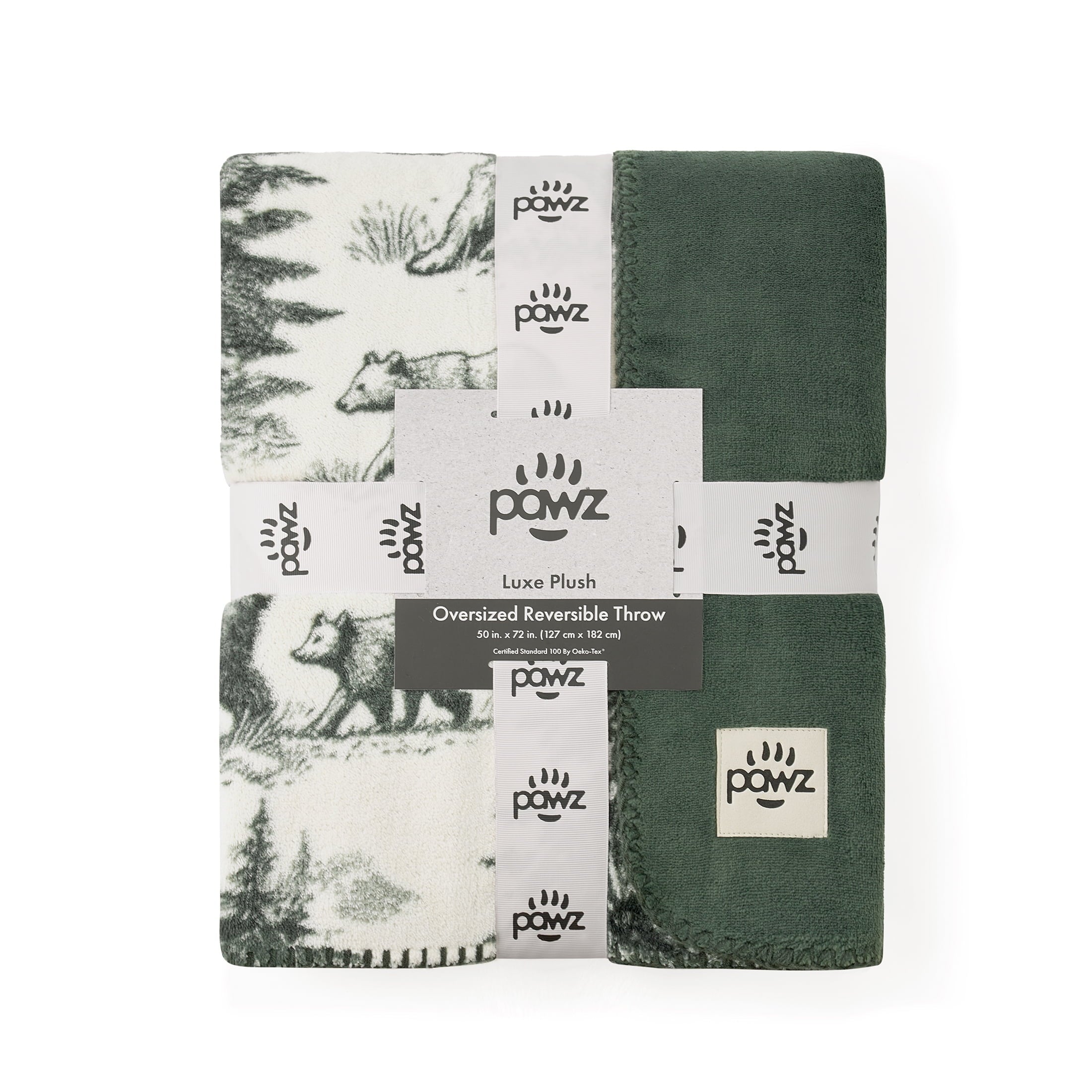 Reversible Sherpa Plush Oversized Throw Blanket for Couch or Bed, Soft Flannel Fleece, Green Pine Trees, 50"x72" - Super Soft Reversible Sherpa Flannel Blanket Detail
