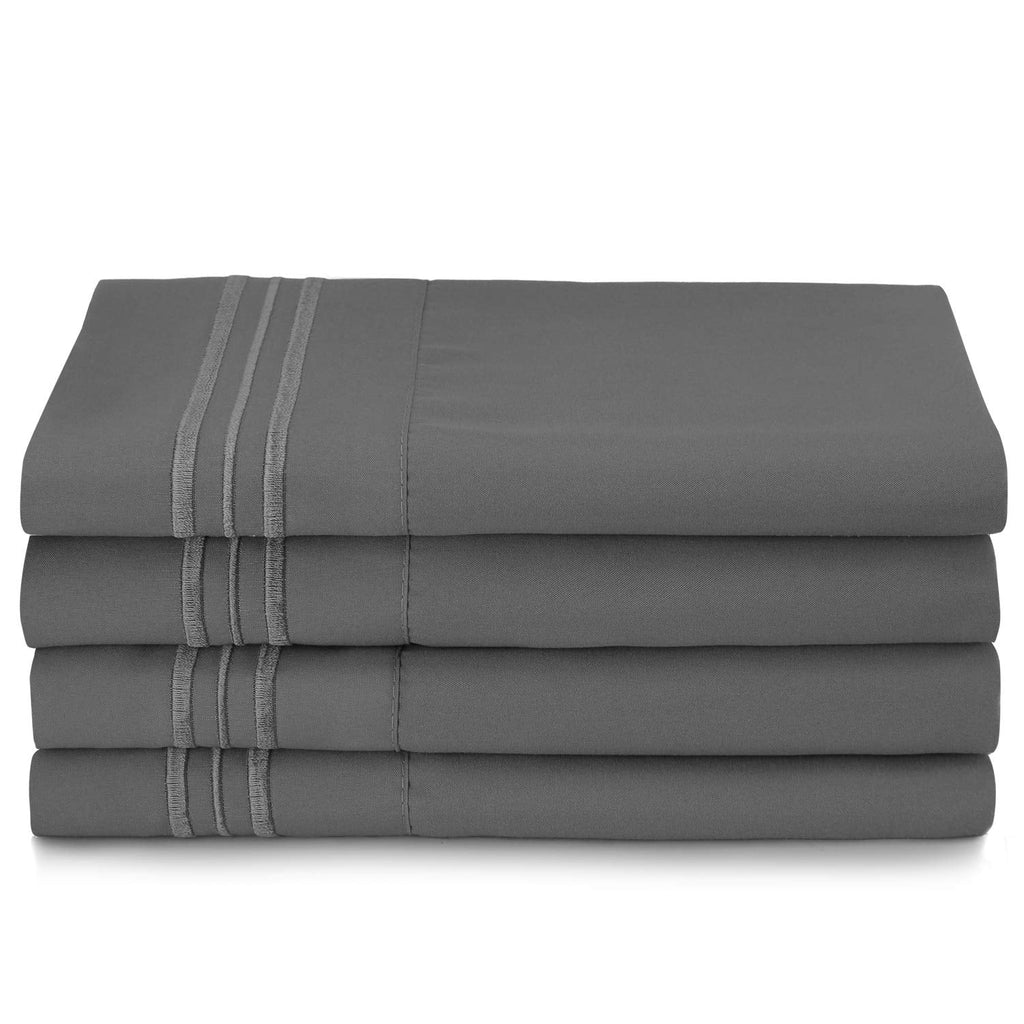 Cooling Sateen 6 Piece 1800 Collection Bed Sheet Set with Extra Pillowcases, Deep Pockets Fitted Sheet, 100% Soft Microfiber, Hypoal... - Cooling Hotel Quality Bedding Sheets and Pillowcases Detail
