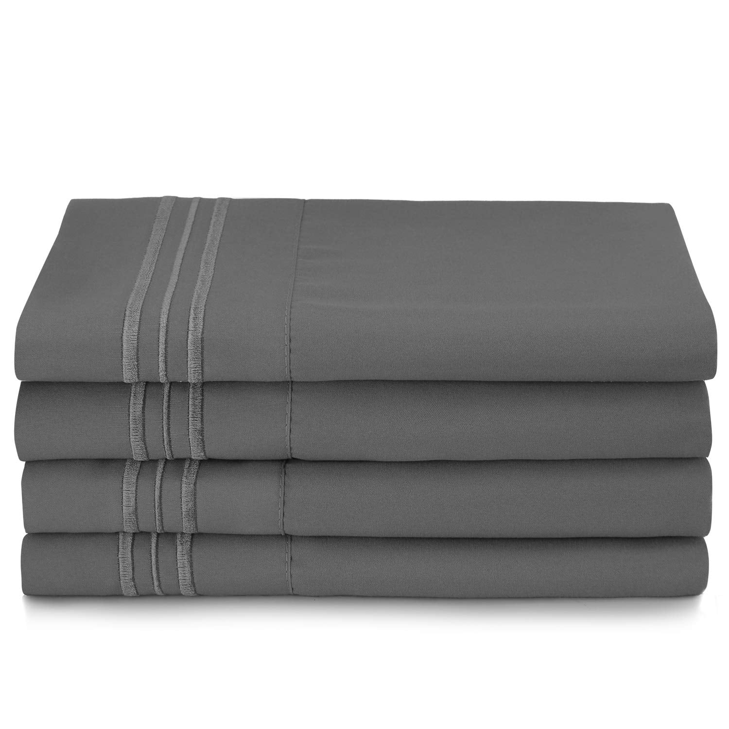 Cooling Sateen 6 Piece 1800 Collection Bed Sheet Set with Extra Pillowcases, Deep Pockets Fitted Sheet, 100% Soft Microfiber, Hypoal... - Cooling Hotel Quality Bedding Sheets and Pillowcases Detail