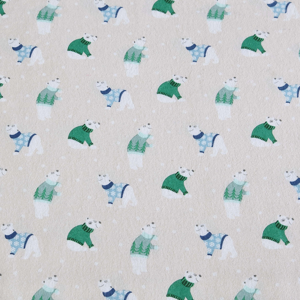 Cooling Sateen Winter Nights Cotton Flannel Sheet Set, King, Holiday Bears - Cooling Hotel Quality Bedding Sheets and Pillowcases Detail