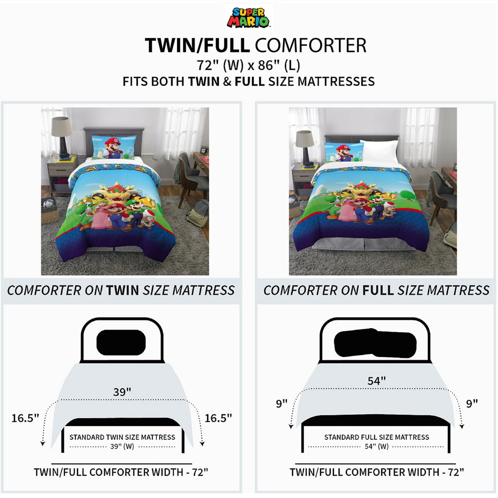 Heavyweight Warmth Kids Comforter and Pillowcase, 2-Piece Set, Twin/Full, Reversible - Cloud-Like Soft Lightweight Bed Comforter Detail