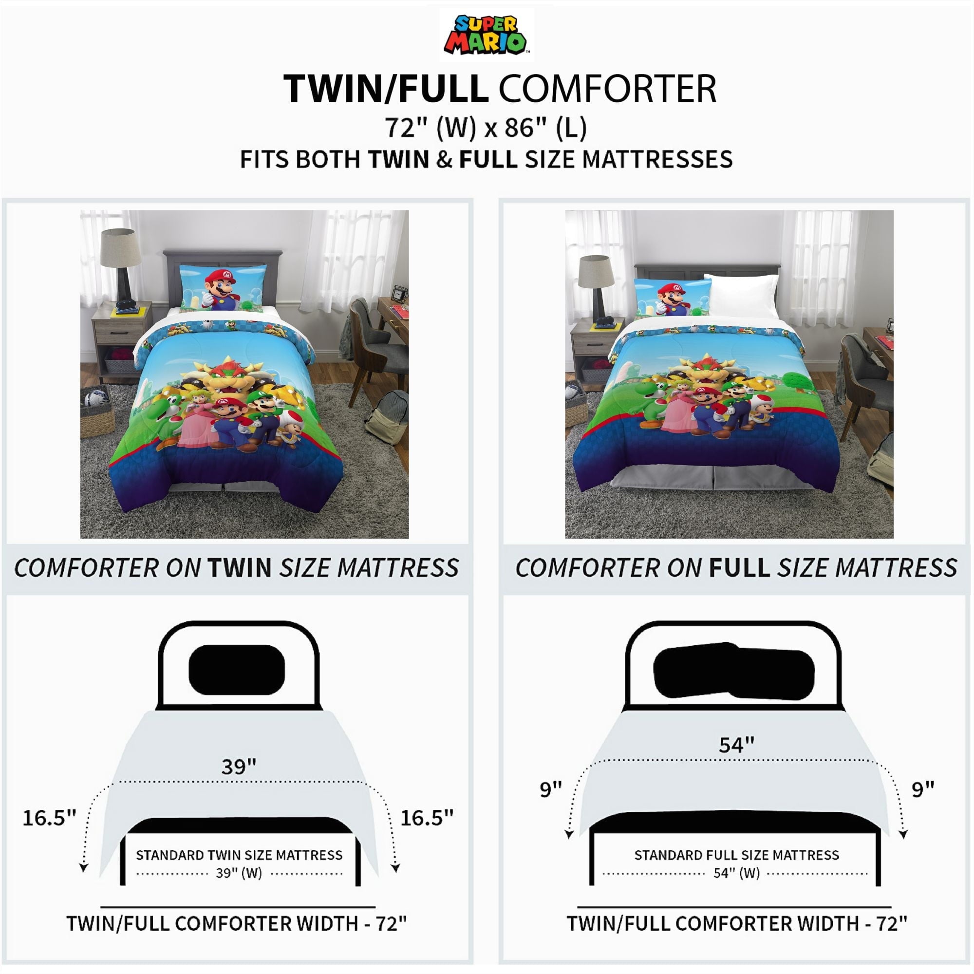 Heavyweight Warmth Kids Comforter and Pillowcase, 2-Piece Set, Twin/Full, Reversible - Cloud-Like Soft Lightweight Bed Comforter Detail
