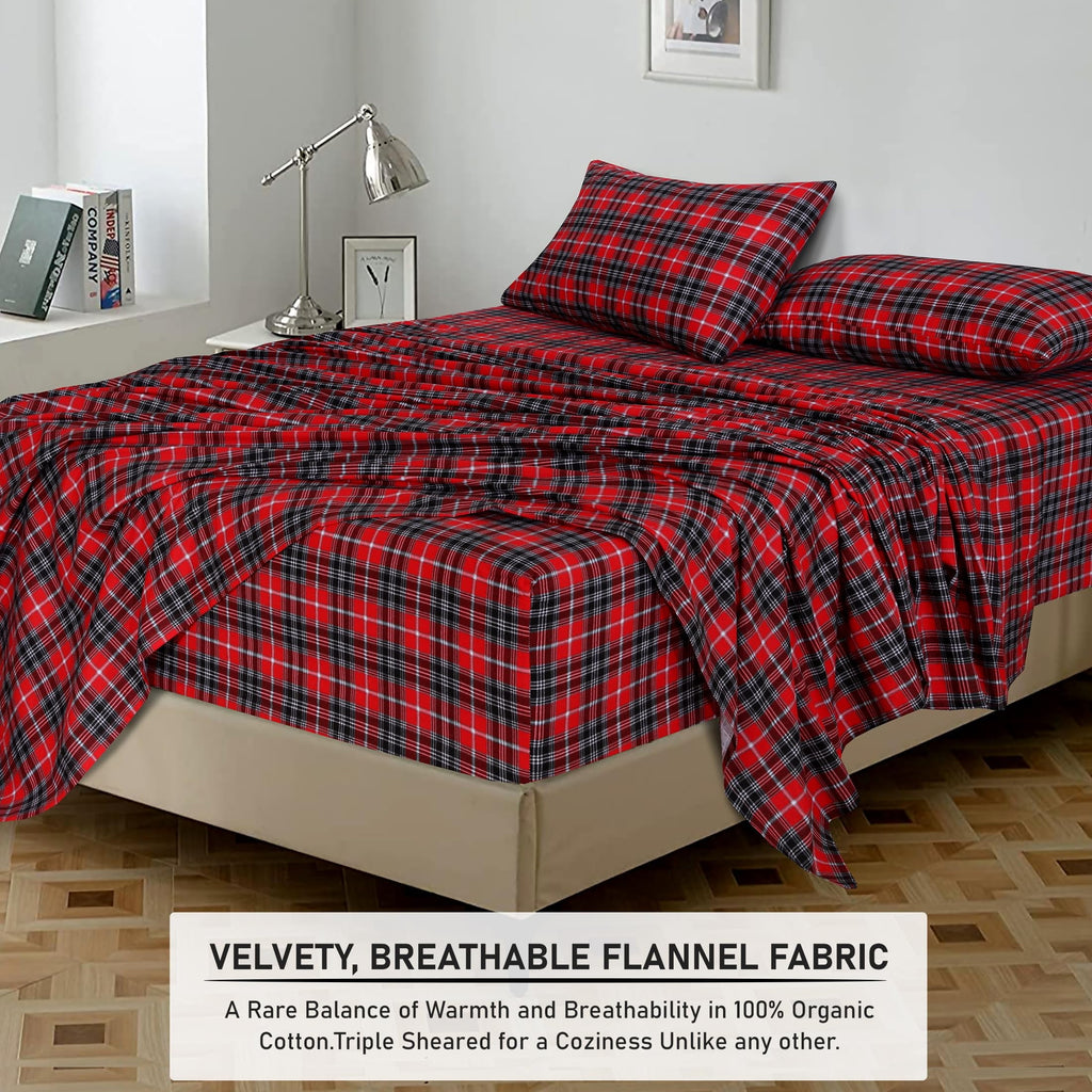 Ultra-Soft Flannel Sheets Queen Size - 100% Cotton Double Brushed Bed Sheets, Deep Pockets 16 Inches Queen Sheet Set, All Season... - Luxury Bed Sheet Set with Deep Pockets Detail
