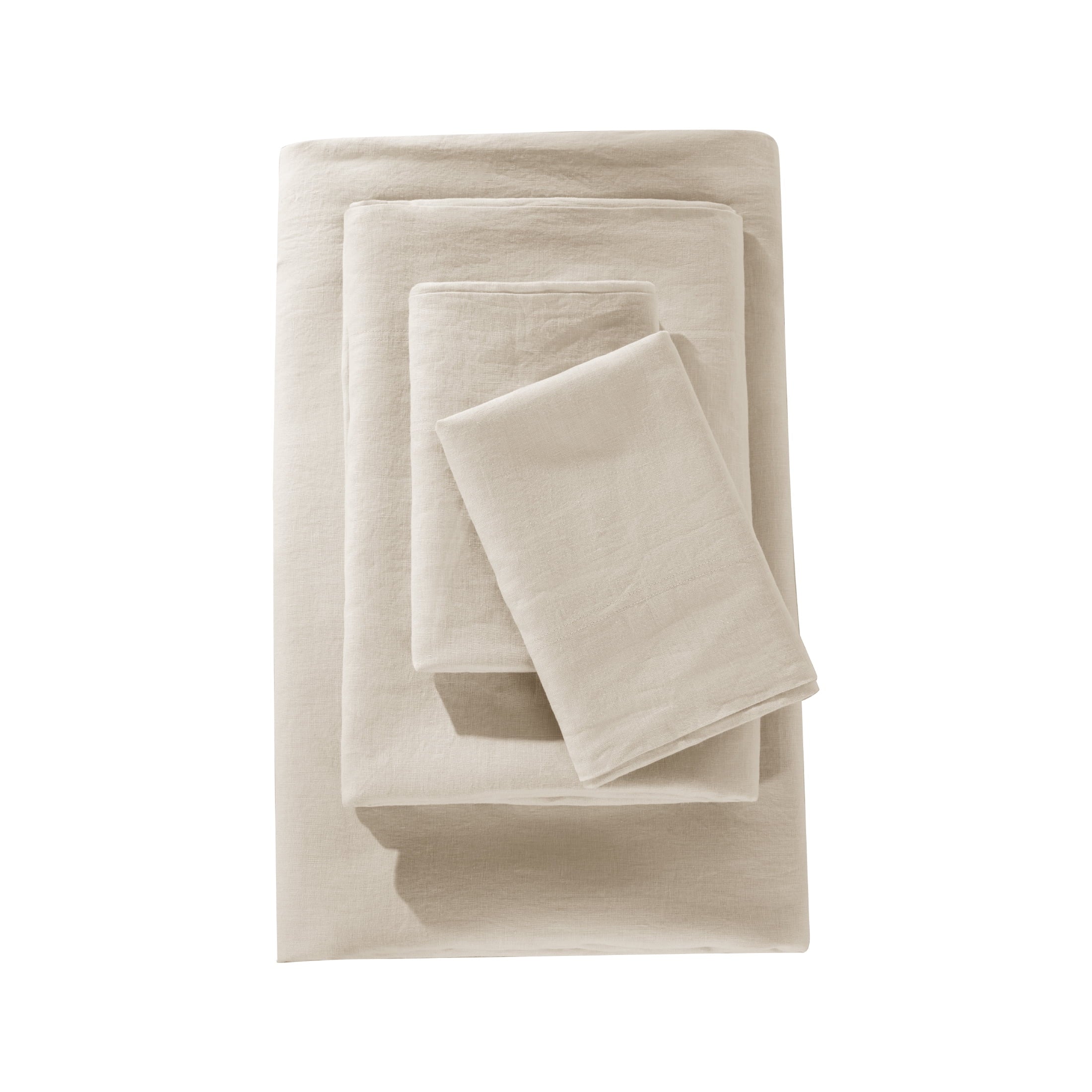 Wrinkle-Resistant Natural Linen Cotton Bed Sheets Set, Deep Pocket - Breathable - Durable - 4 Pieces (Linen, Queen) - Premium Ultra-Soft Pillowcase Pair for Sleeping Detail