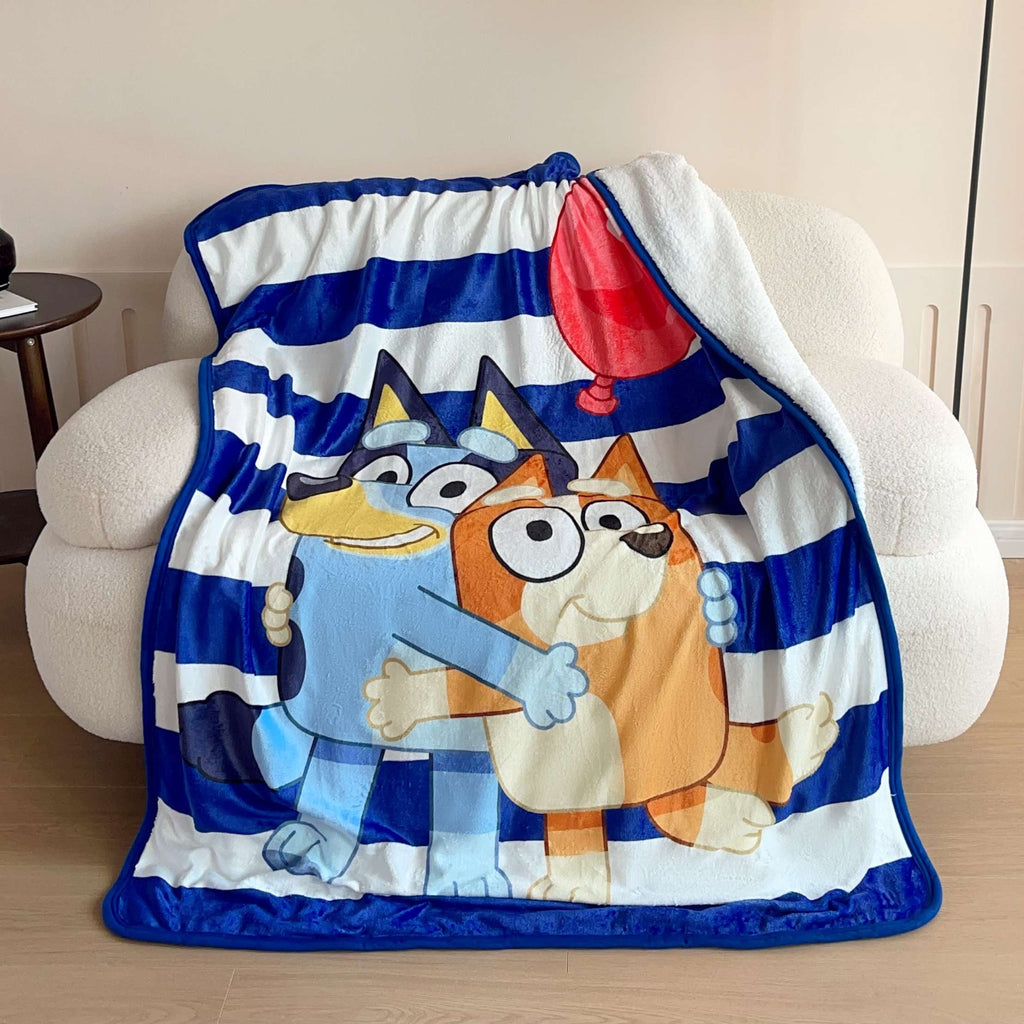 Lightweight Warm Happy Hugs Kids Silk Touch Throw Blanket with Sherpa Reverse, 46 x 60 inches Blue – Soft Plush Fleece Throw Blanket - Luxury Knitted Decorative Throw Blanket with Fringes Detail