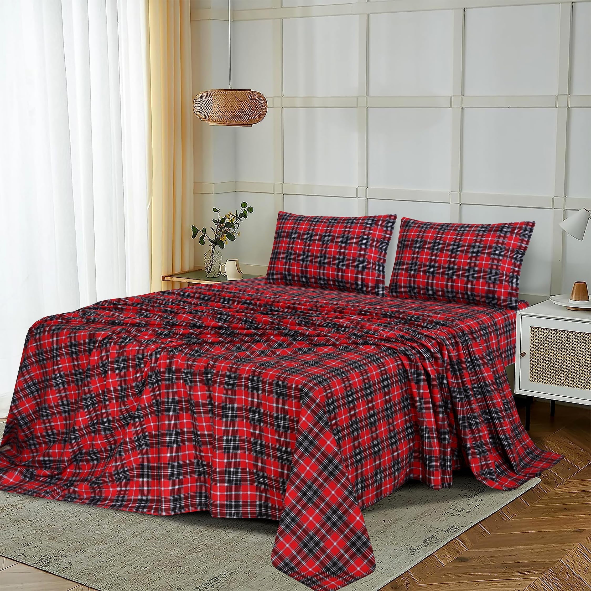 Ultra-Soft Flannel Sheets Queen Size - 100% Cotton Double Brushed Bed Sheets, Deep Pockets 16 Inches Queen Sheet Set, All Season... - Luxury Bed Sheet Set with Deep Pockets Detail