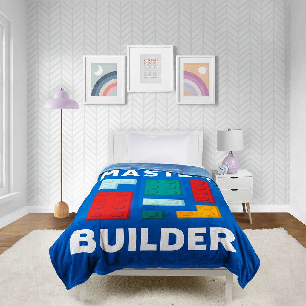 Decorative Knitted Master Builder Kids Blue Silk Touch Throw Blanket 62" x 90" Ultra-Soft and Cozy - Cozy Fleece Throw Blanket for Couch & Bed - Default Title