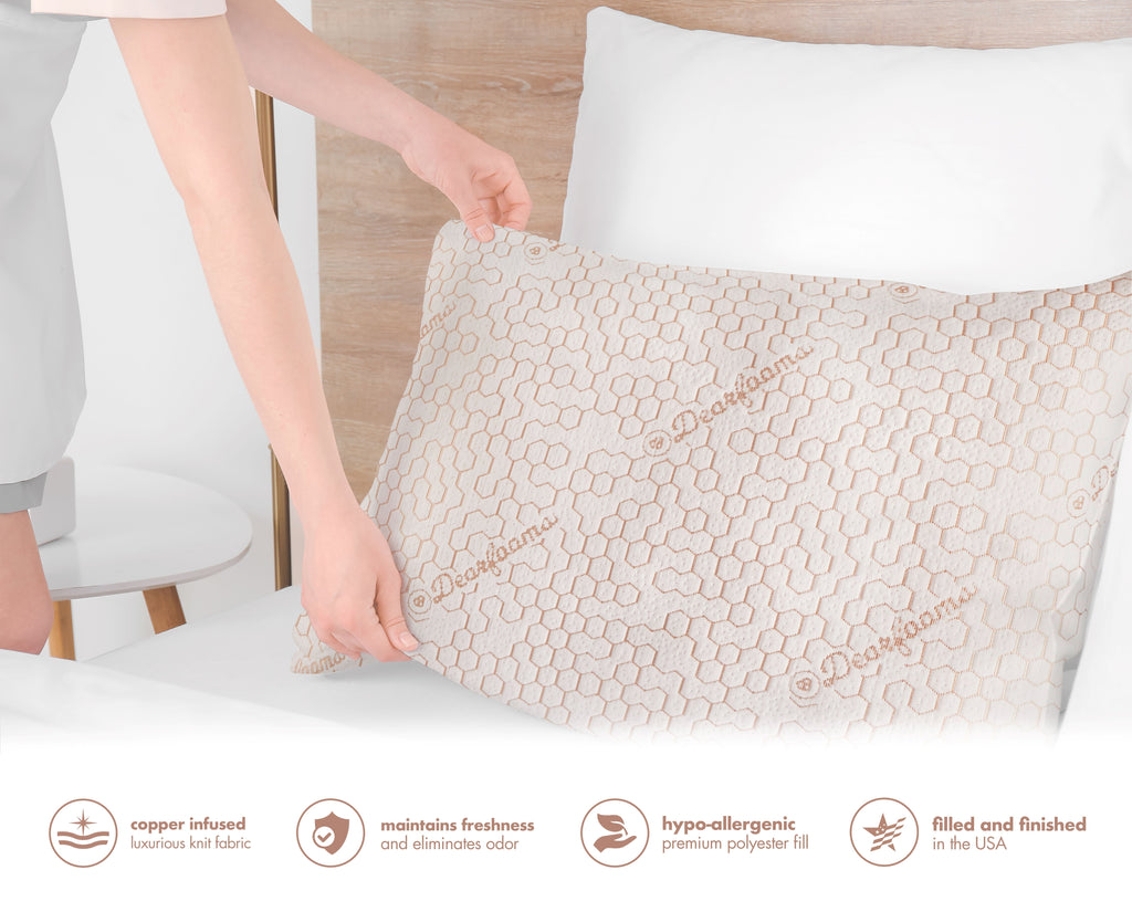 Hotel Collection Cozy Copper Infused Bed Pillow Standard, White - Orthopedic Shredded Foam Bed Pillow Set Detail