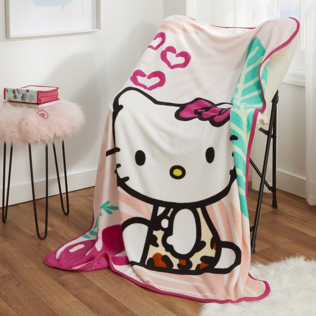 Decorative Knitted Kids Pink White Print Fleece Throw Blanket, 46 x 60 - Super Soft Reversible Sherpa Flannel Blanket Detail