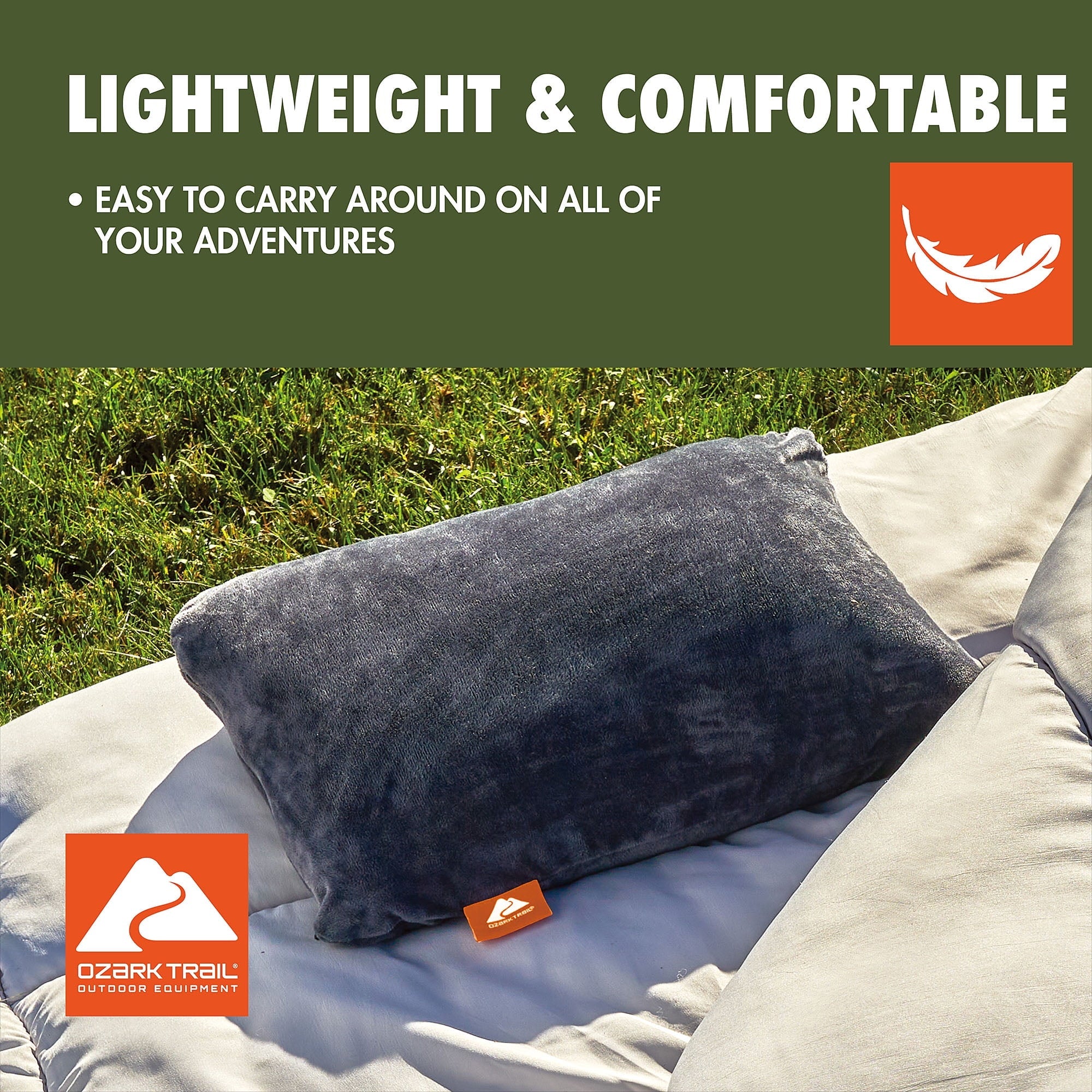Ergonomic Memory Foam Dark Grey Memory Foam Camping Pillow for Adults - Hotel Quality Plush Sleeping Pillows Detail
