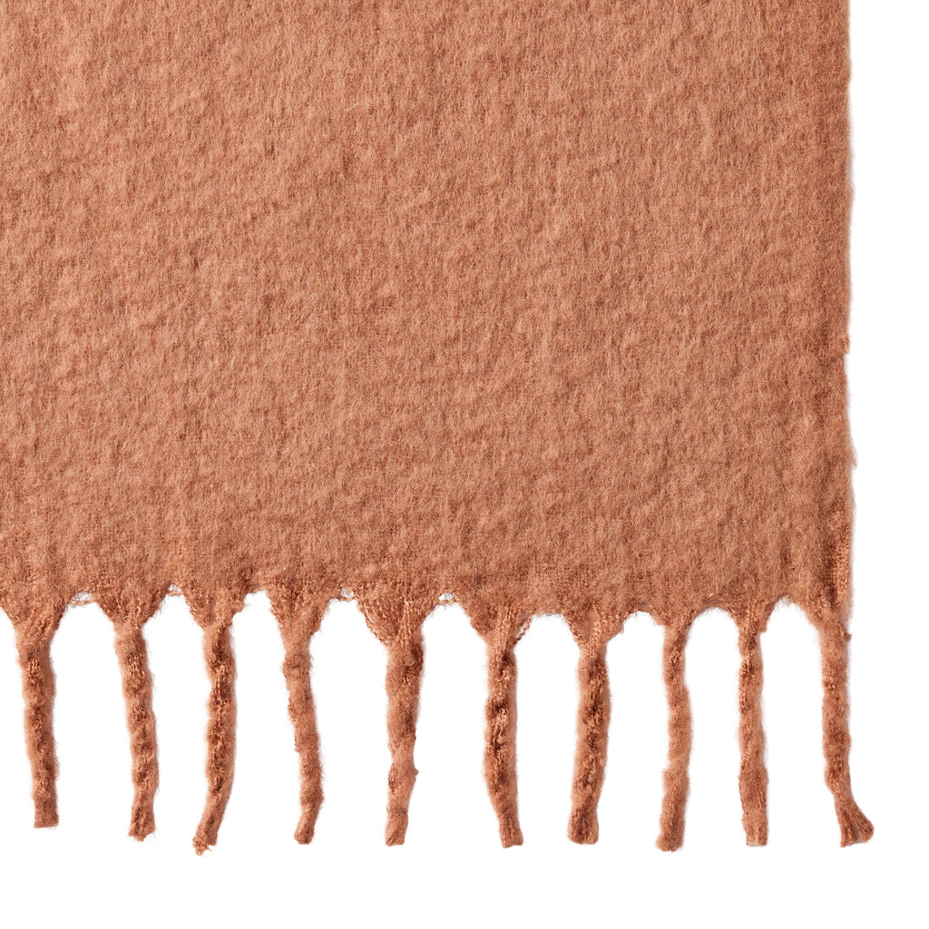 Decorative Knitted Faux Mohair Cozy Couch Throw Blanket Terracotta Clay, 50x72" - Cozy Fleece Throw Blanket for Couch & Bed Detail