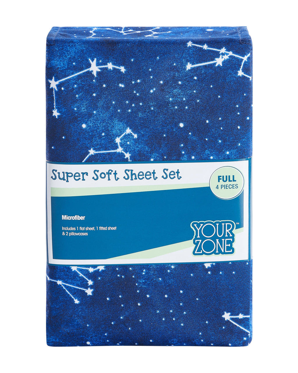 Breathable Luxury Kids Soft Microfiber Sheet Set, Navy Blue Stars, Full, 4 Pieces, Easy Care - Breathable Egyptian Cotton Flat & Fitted Sheets Detail