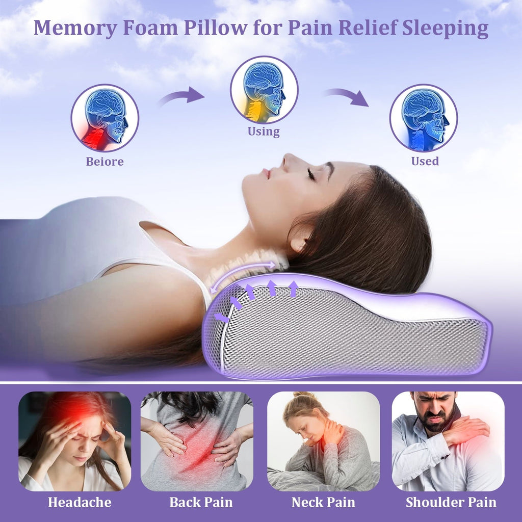 Orthopedic Support Cervical Neck Pillow for Neck Pain Relief, Ergonomic Memory Foam Pillow Bed Pillows for Body Side Back Stomach Sleepi... - Decorative Throw Pillow Cushion for Sofa & Bed Detail