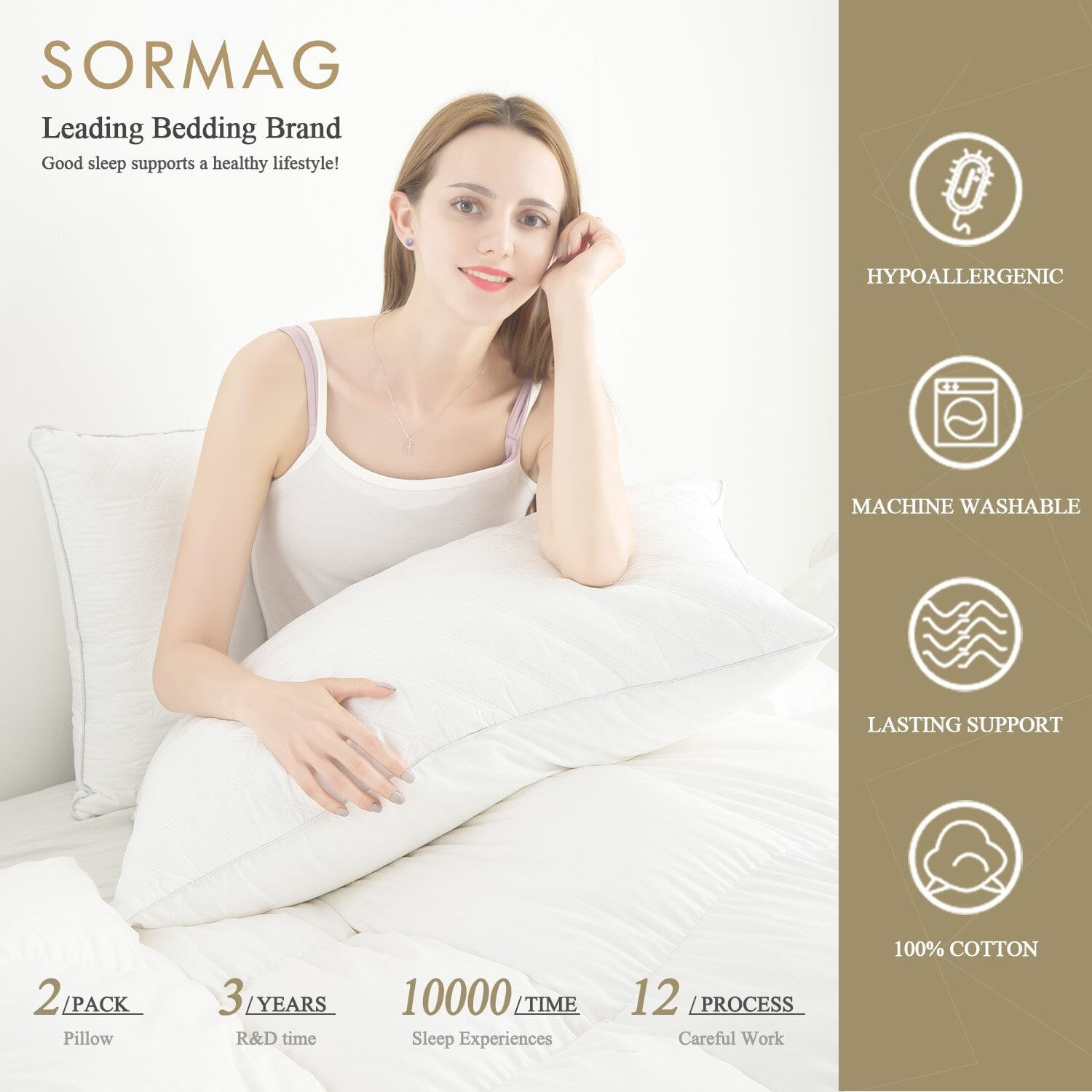 Ergonomic Memory Foam Bed Pillows Queen Size Set of 2 Pillows for Bed 2 Pack Cooling Hotel Collection Down Alternative Pillows 20 x 30 inches - Orthopedic Shredded Foam Bed Pillow Set Detail