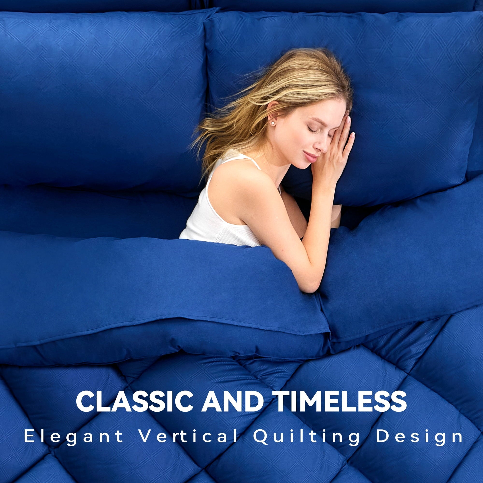 Luxurious Quilted Full Comforter Set 4 Pieces,Comforter Set,Bed in a Bag, Bedding Set with Comforter,Fitted Sheet,Flat Sheet,Pillowcase... - Luxurious Quilted Duvet Cover Set Detail