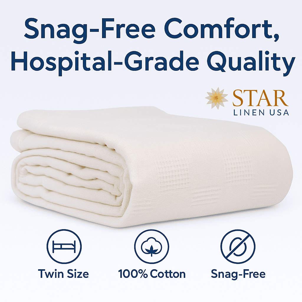 Lightweight Warm Hospital Thermal Blanket Throw Snag Free | 100% Cotton | Twin 66"x90" | White (1) - Cozy Fleece Throw Blanket for Couch & Bed Detail
