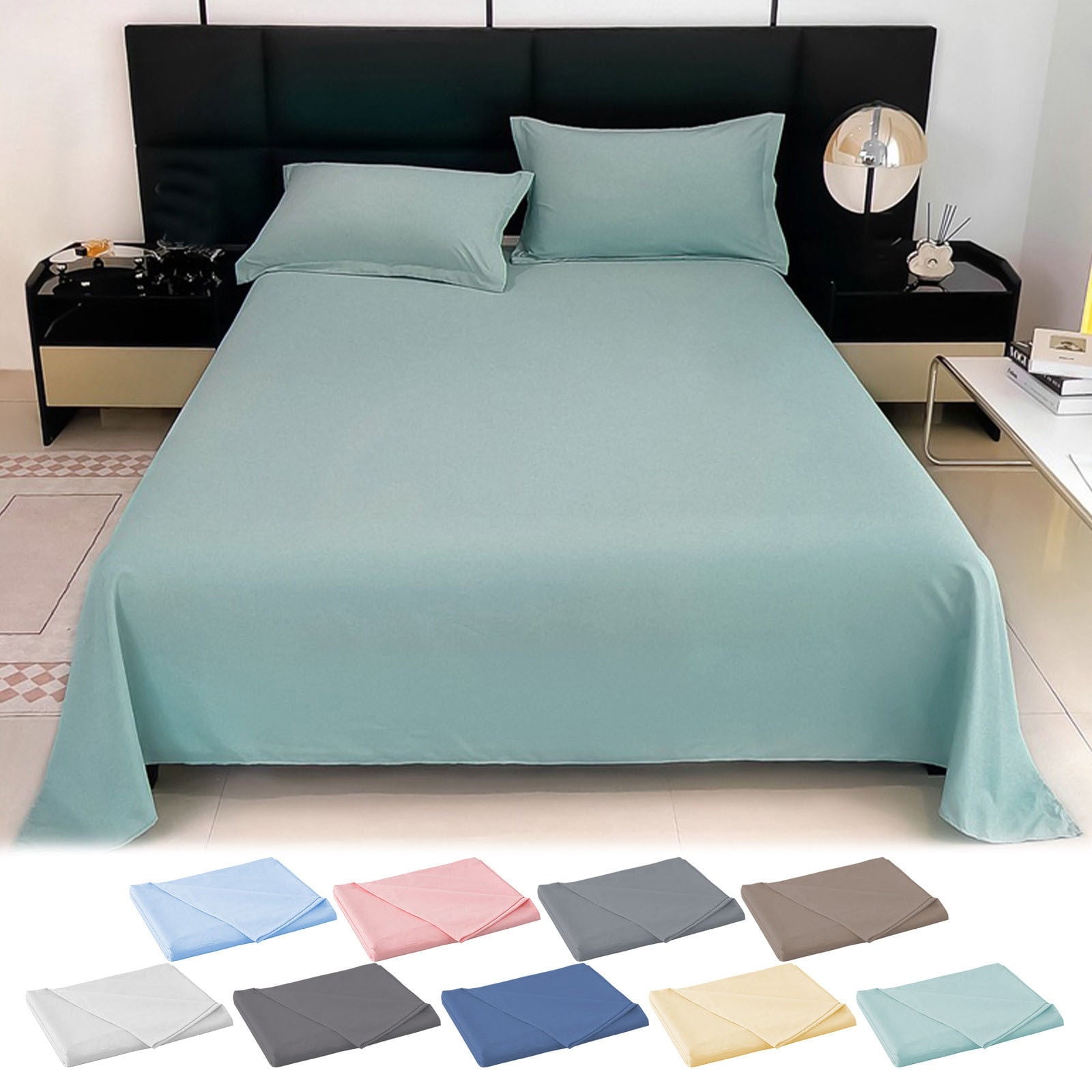 Breathable Luxury Under $5 Clearance! InsCrazy Bed Sheet, 100% Cotton Household Solid Color, Soft and breathable Bed Sheet Piece 66 x 96" - Luxury Bed Sheet Set with Deep Pockets Detail