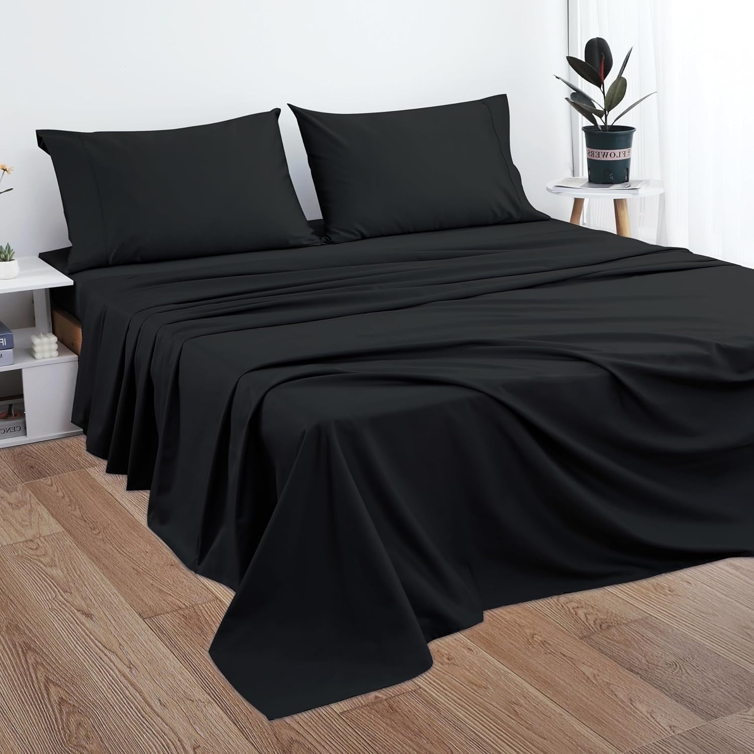 Premium Egyptian Cotton Sheet Only, 600 Thread Count 100% Egyptian Top Sheet 1Pcs, Cool & Breathable Bed Sheets Wrinkle, Fade, Stain Resistan... - Premium Ultra-Soft Pillowcase Pair for Sleeping Detail