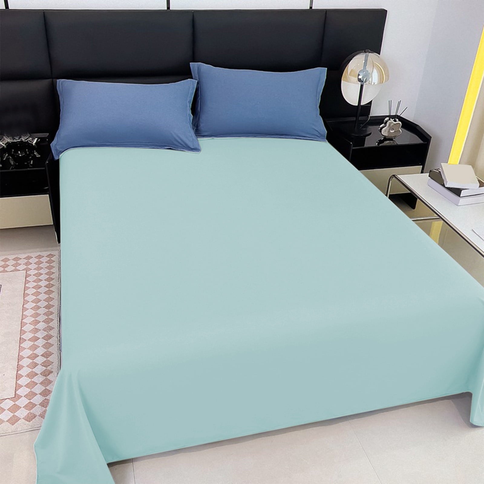 Breathable Luxury Under $5 Clearance! InsCrazy Bed Sheet, 100% Cotton Household Solid Color, Soft and breathable Bed Sheet Piece 66 x 96" - Luxury Bed Sheet Set with Deep Pockets Detail