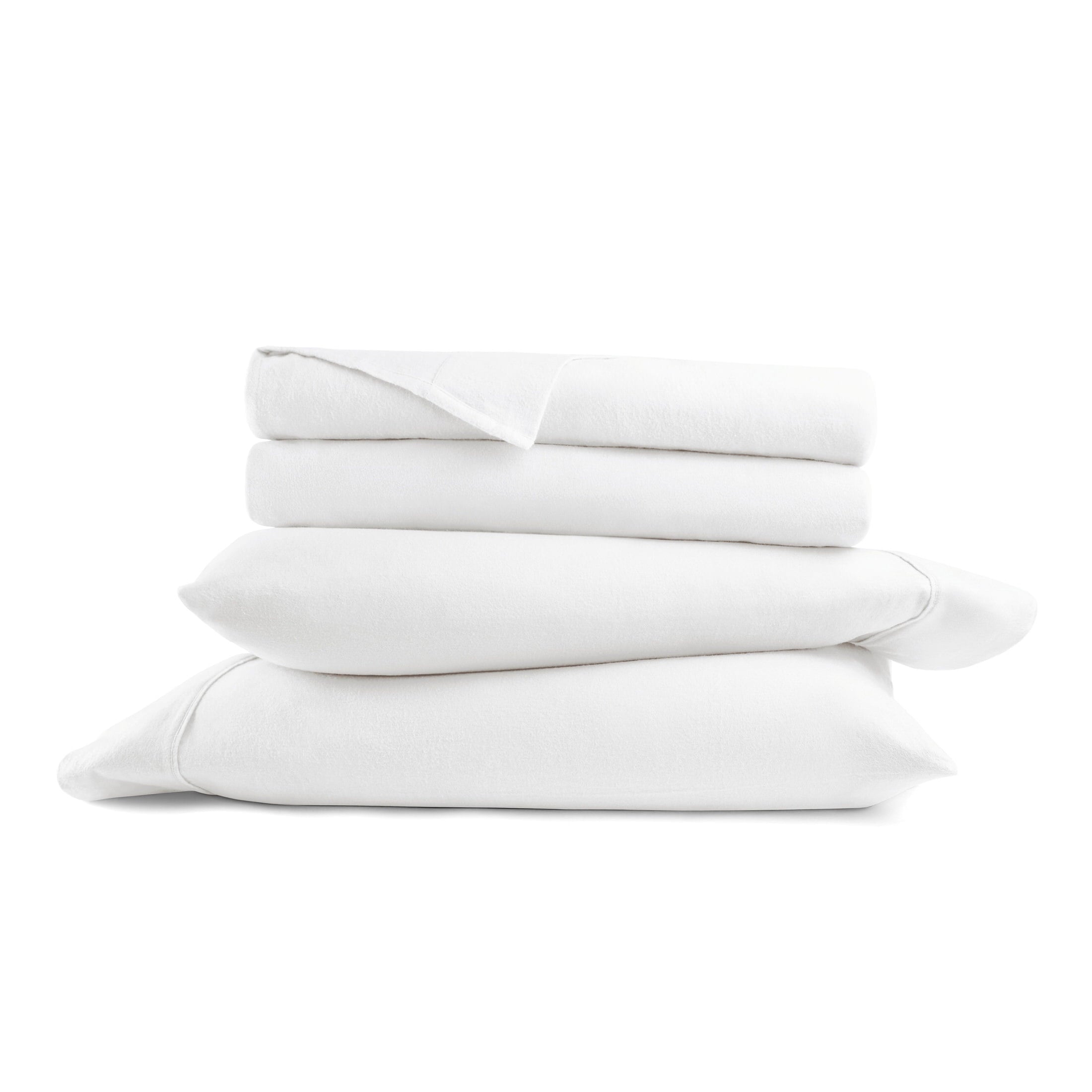 Ultra-Soft 100% Cotton Flannel Bed Sheets Set for Full Size Bedding in White - Luxury Bed Sheet Set with Deep Pockets Detail