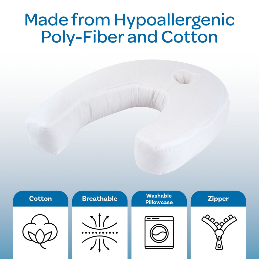 Hotel Collection Bluestone Contour Side Sleeper Pillow with Ear Pocket for Pain Relief - Orthopedic Shredded Foam Bed Pillow Set Detail