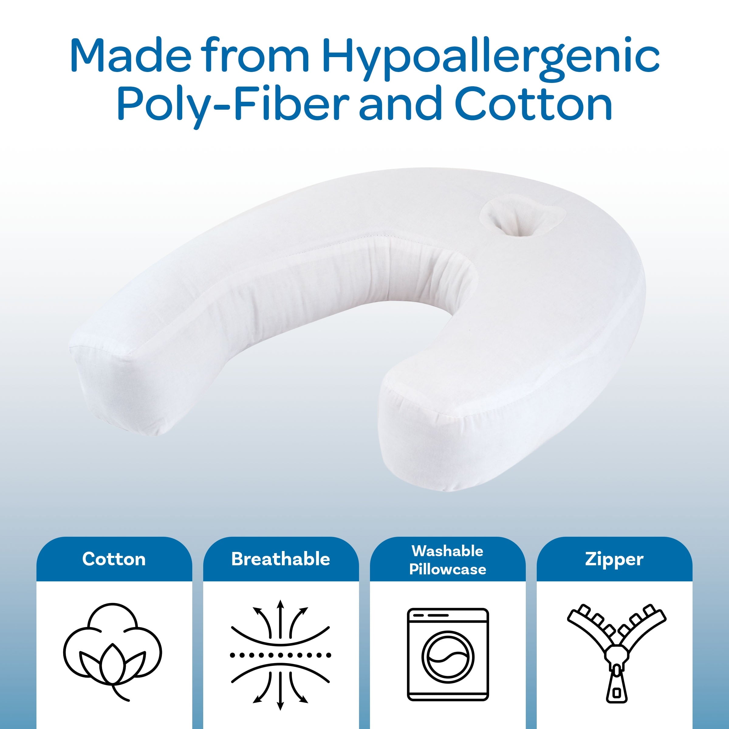 Hotel Collection Bluestone Contour Side Sleeper Pillow with Ear Pocket for Pain Relief - Orthopedic Shredded Foam Bed Pillow Set Detail