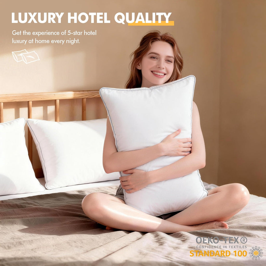 Orthopedic Support Pillows Queen Size Set of 2, Bed Pillows for Side and Back Sleepers, Soft Down Alternative Pillows, Hotel Quality and... - Hotel Quality Plush Sleeping Pillows Detail