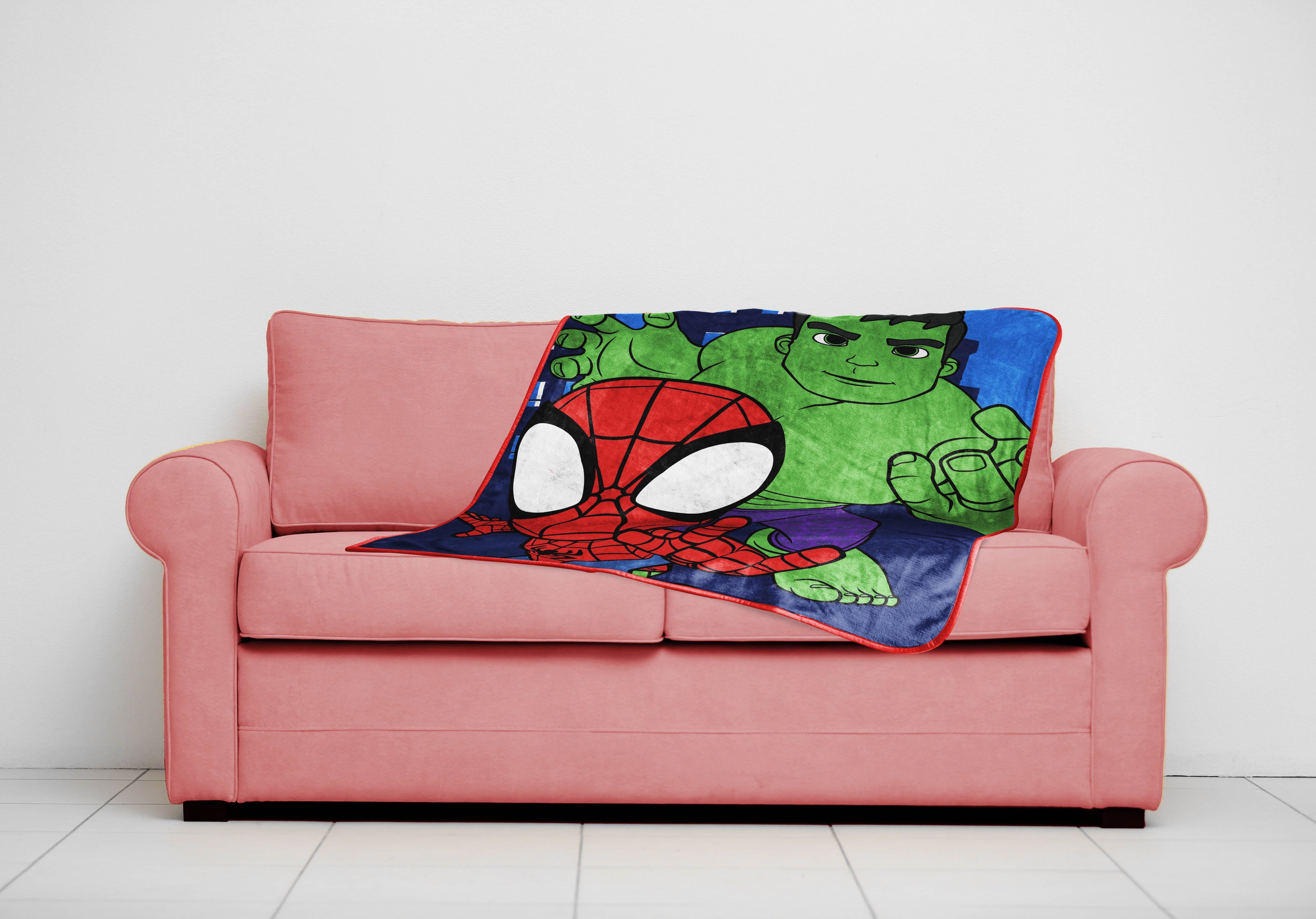 Cozy Fleece Spidey & His Amazing Friends Kids Throw, 46 x 60, Microfiber, Blue, Marvel - Lightweight Plush Warm Blanket for All Seasons Detail