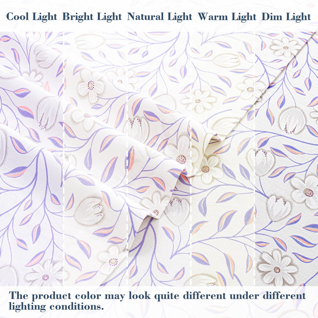 Cooling Sateen 100% Cotton Full Size Sheets,4 Piece Pure Percale Bed Sheets Set Deep Pocket Fits Mattress Upto 15",floral vine pattern - Luxury Bed Sheet Set with Deep Pockets Detail