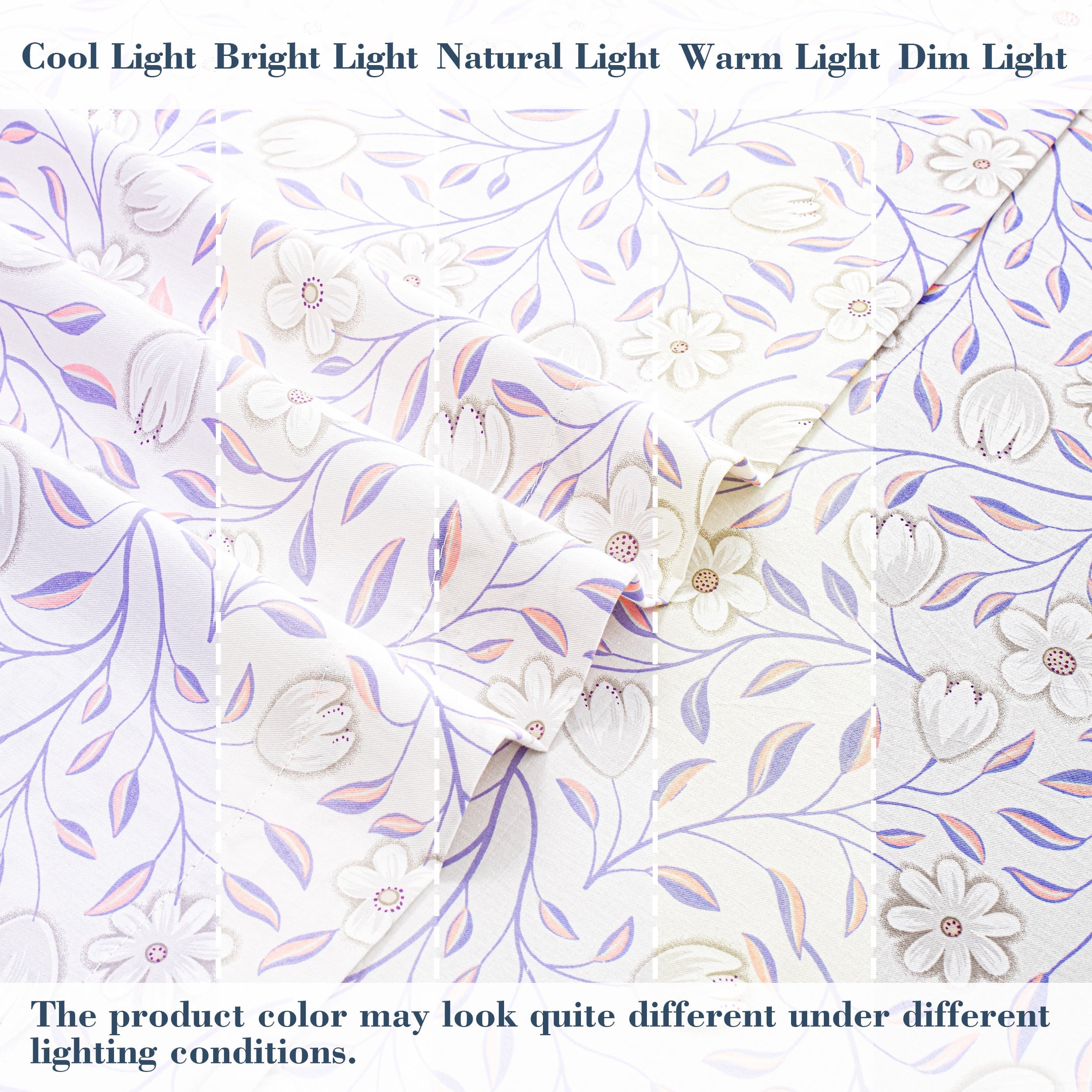 Cooling Sateen 100% Cotton Full Size Sheets,4 Piece Pure Percale Bed Sheets Set Deep Pocket Fits Mattress Upto 15",floral vine pattern - Luxury Bed Sheet Set with Deep Pockets Detail