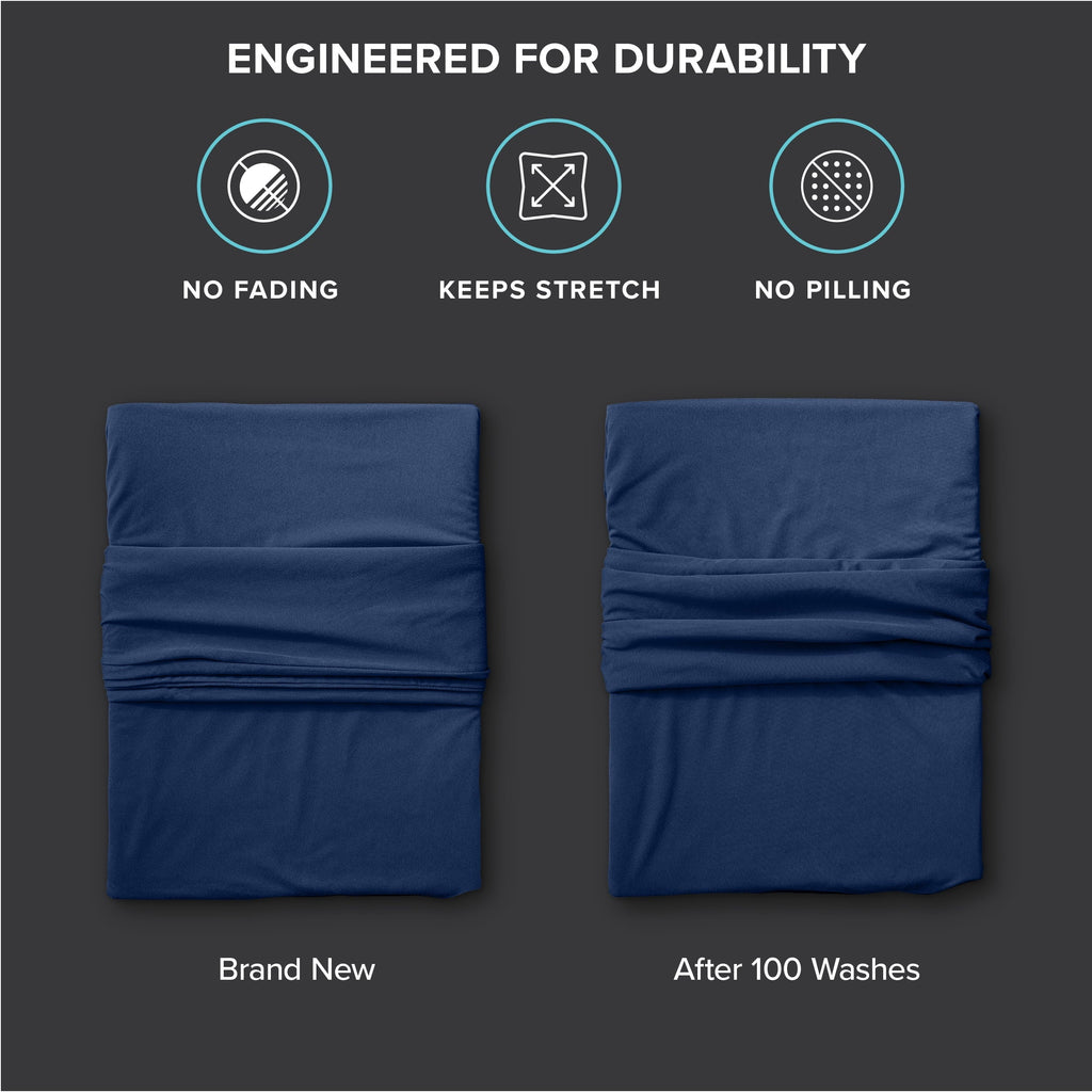 Premium Egyptian Cotton Cooling Performance Jersey Knit Stretch Sheet Set, Moisture-Wicking & Breathable, 4-Way Stretch Bed Sheets, Envelope ... - Cooling Hotel Quality Bedding Sheets and Pillowcases Detail