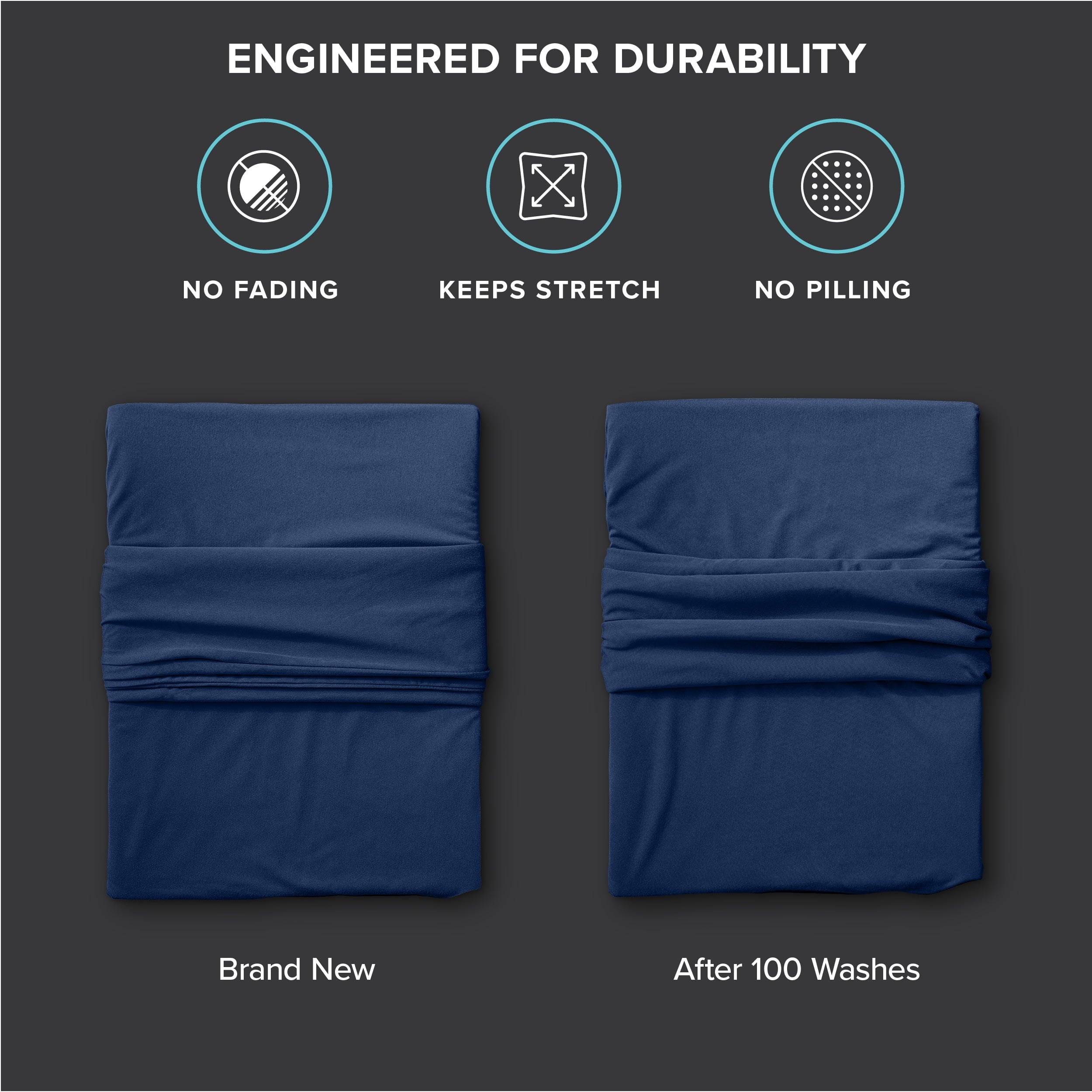 Premium Egyptian Cotton Cooling Performance Jersey Knit Stretch Sheet Set, Moisture-Wicking & Breathable, 4-Way Stretch Bed Sheets, Envelope ... - Cooling Hotel Quality Bedding Sheets and Pillowcases Detail