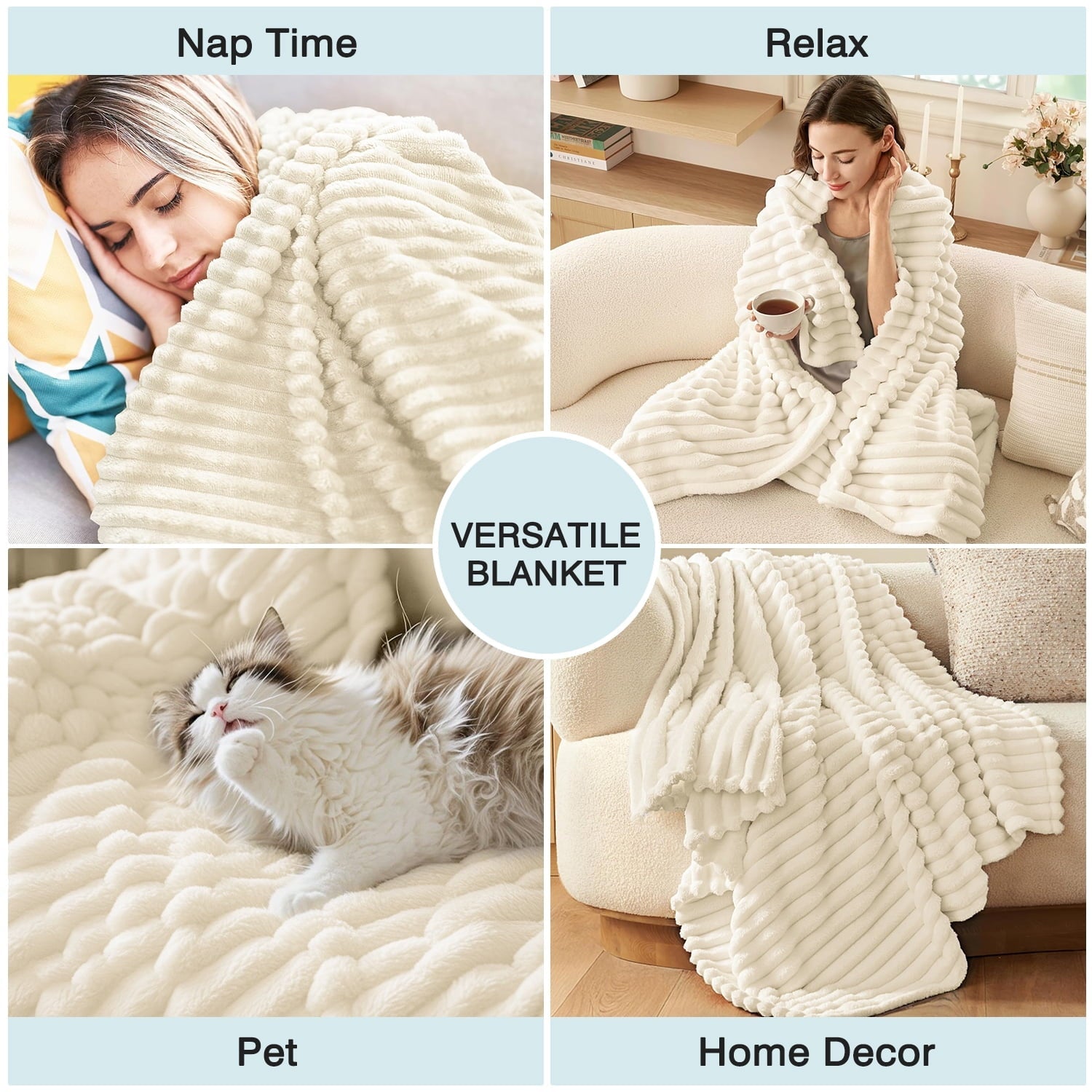 Super Soft Flannel Extra Soft with Strip, Plush Fuzzy Cozy Bed s and s for Couch,Bed,Sofa,Lightweight and Versatile s for Office Bedroom... - Lightweight Plush Warm Blanket for All Seasons Detail