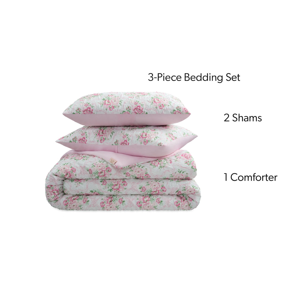 Hypoallergenic Cloud 2-Piece Coquette Floral Pink Comforter Set, Twin/Twin XL - Hypoallergenic Ultra-Fluffy Quilt for Winter - Default Title