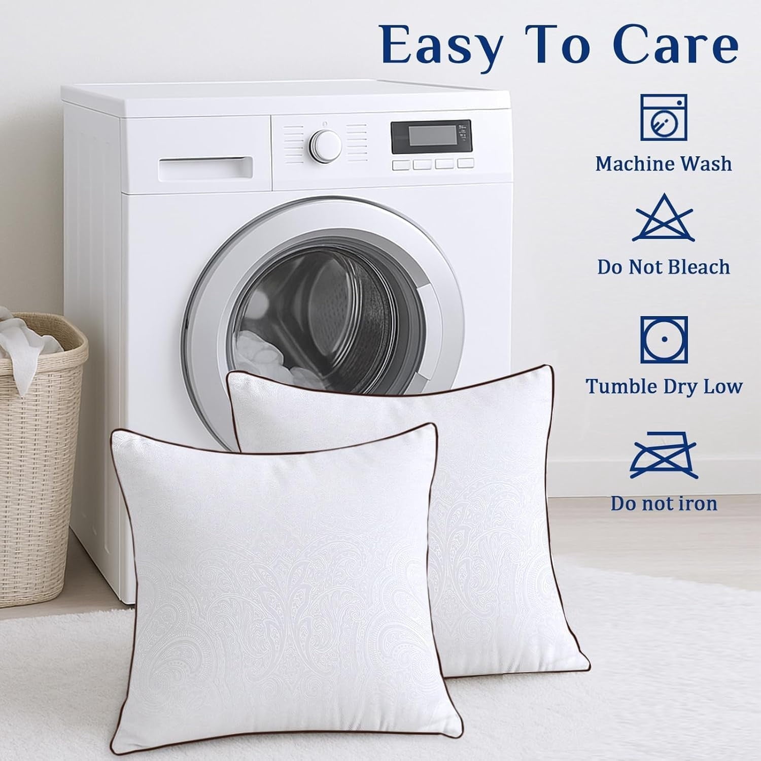 Hotel Collection for Sleeping, Soft and Supportive Throw for Couch, Bed and Sofa, Down Alternative Pillow, 26x26 Inches - Hotel Quality Plush Sleeping Pillows Detail