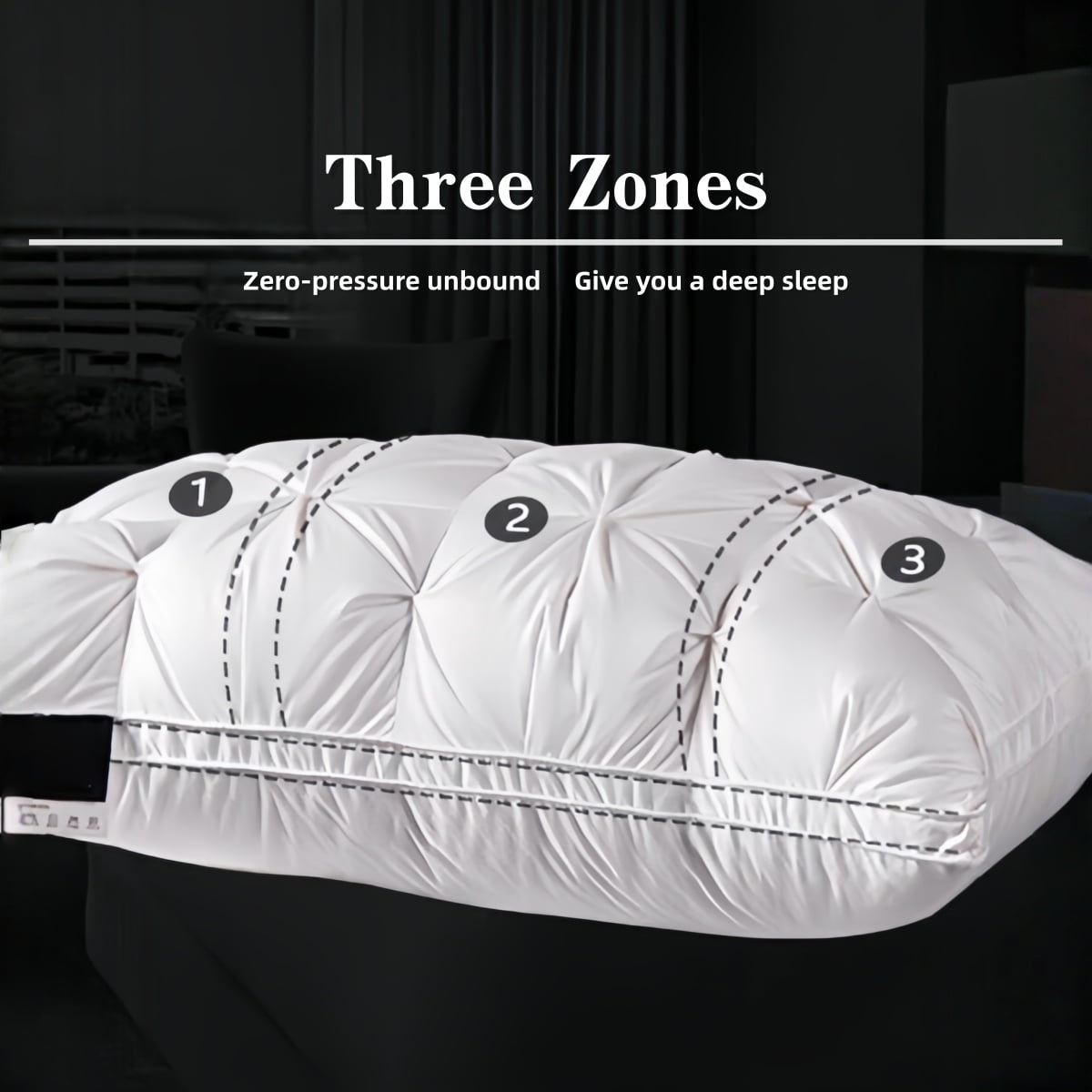 Fluffy Shredded 2-Pack 3-Line Grid Bed Pillow (20.1" x 13.97") - Soft, Breathable and Hypoallergenic - Orthopedic Shredded Foam Bed Pillow Set Detail