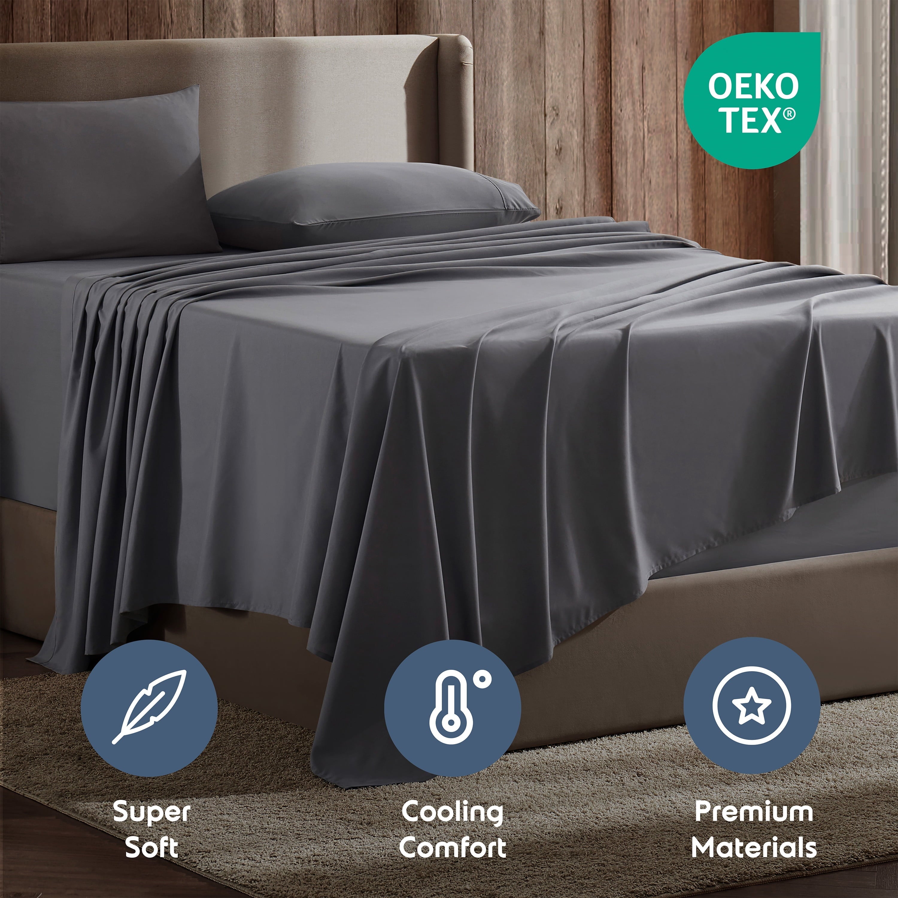 Wrinkle-Resistant Queen Sheets Set, 1800 Series Extra Deep Pocket Sheets Queen Soft Microfiber Bed Sheets, 4 Piece Queen Sheet sets - Luxury Bed Sheet Set with Deep Pockets Detail
