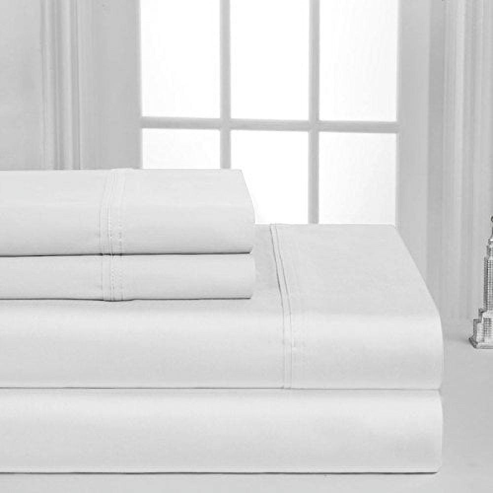 Cooling Sateen Luxurious Collection 1000 Thread Count 100% Cotton Bed Sheet Set (Twin XL, White) - Luxury Bed Sheet Set with Deep Pockets Detail
