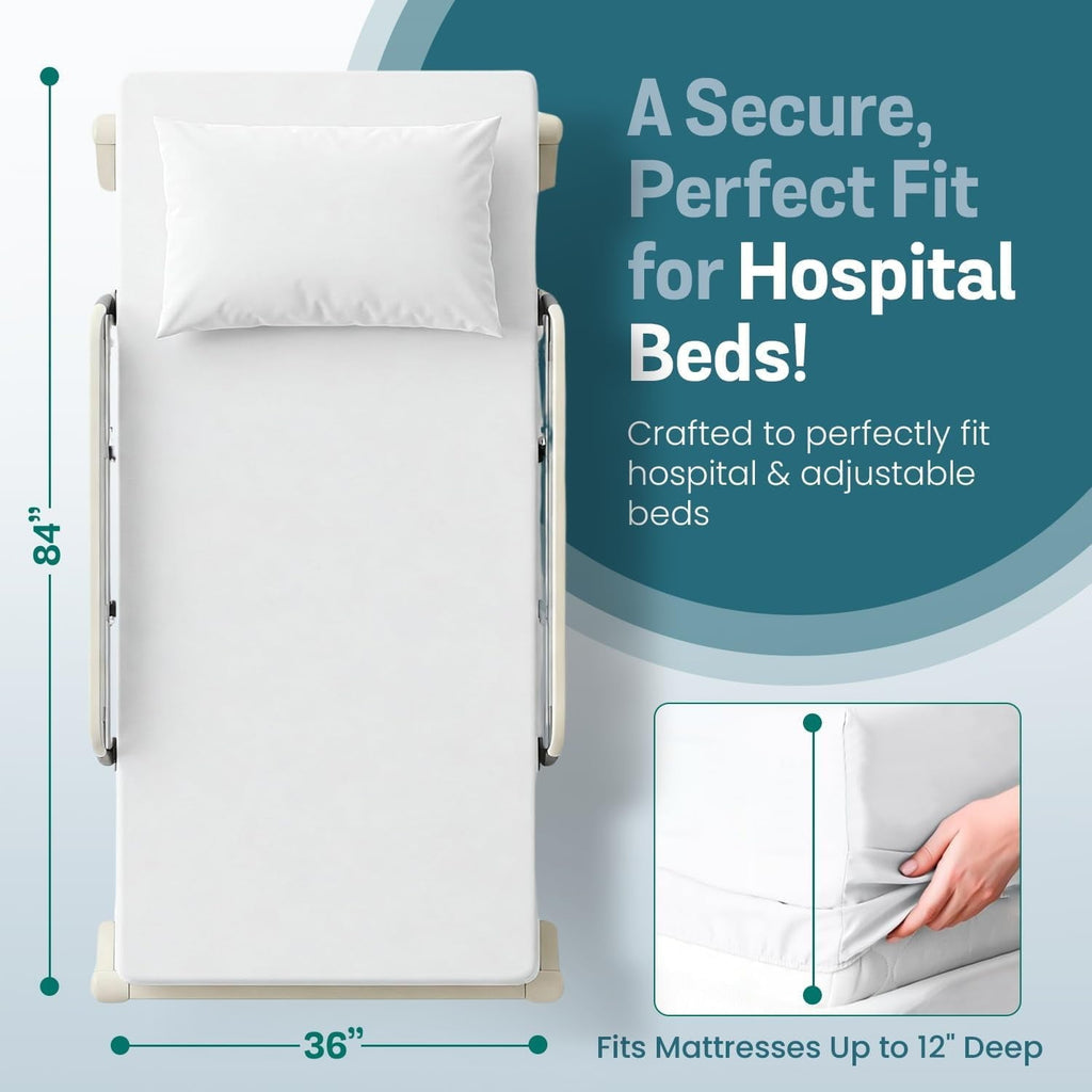 Breathable Luxury 2 Pack Fitted Hospital Bed Sheets with Elastic All Around for a Double Brushed Ultra Soft Breathable 100% Microfiber ... - Luxury Bed Sheet Set with Deep Pockets Detail