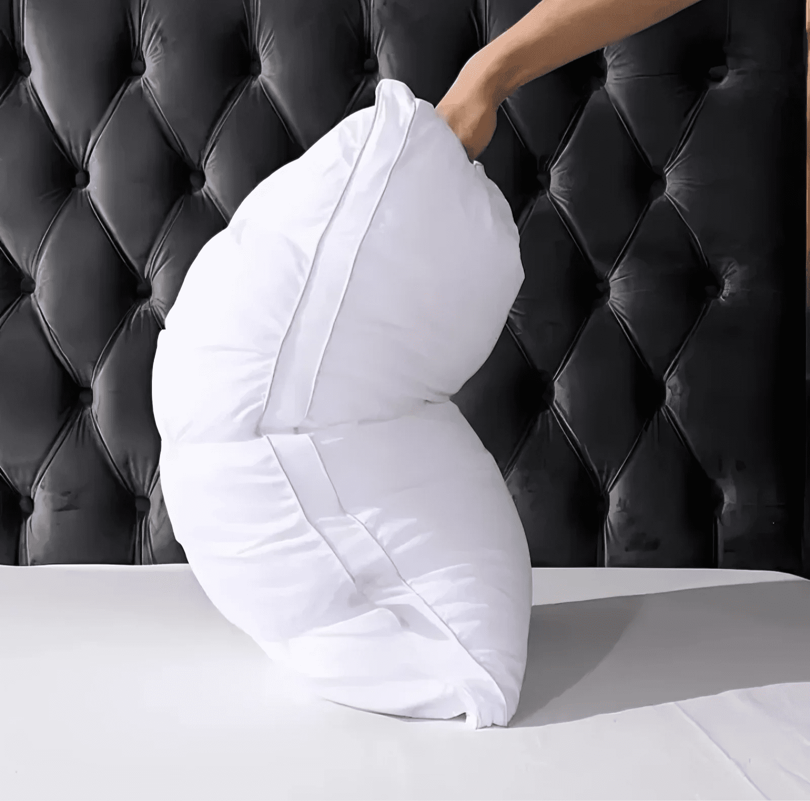 Hotel Collection Queen Size Bed Pillows Set of 2, Hotel Quality, Down Alternative Gusseted Bed Pillows for Side, Back, or Stomach Slee... - Orthopedic Shredded Foam Bed Pillow Set Detail