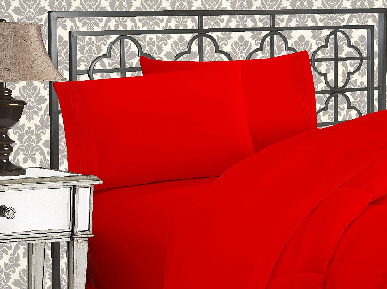 Premium Egyptian Cotton 4 Pieces Bed in a Bag Sheet Set Full Red - Premium Ultra-Soft Pillowcase Pair for Sleeping - Default Title