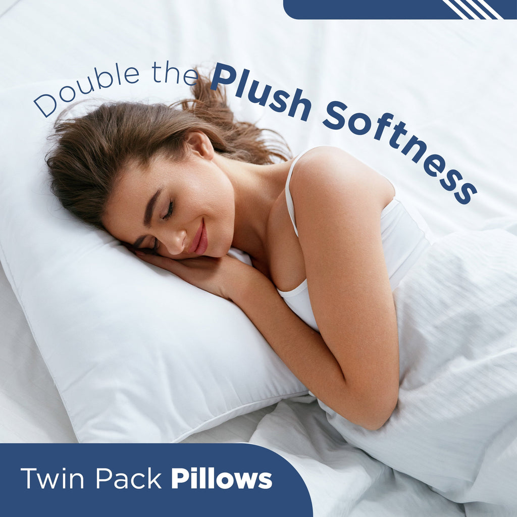 Decorative Plump 2-Pack Down Alternative White Bed Pillows, Standard - Hotel Quality Plush Sleeping Pillows Detail