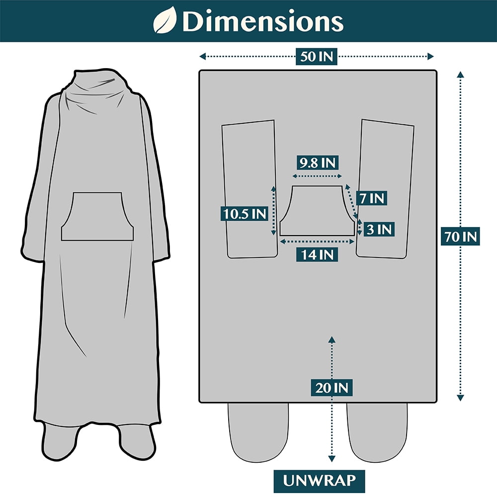 Reversible Sherpa Fleece Blanket with Sleeves, Foot Pockets for Women Men Adults, Plush Wearable Blanket Throw Wrap, Warm Snuggle Blank... - Cozy Fleece Throw Blanket for Couch & Bed Detail