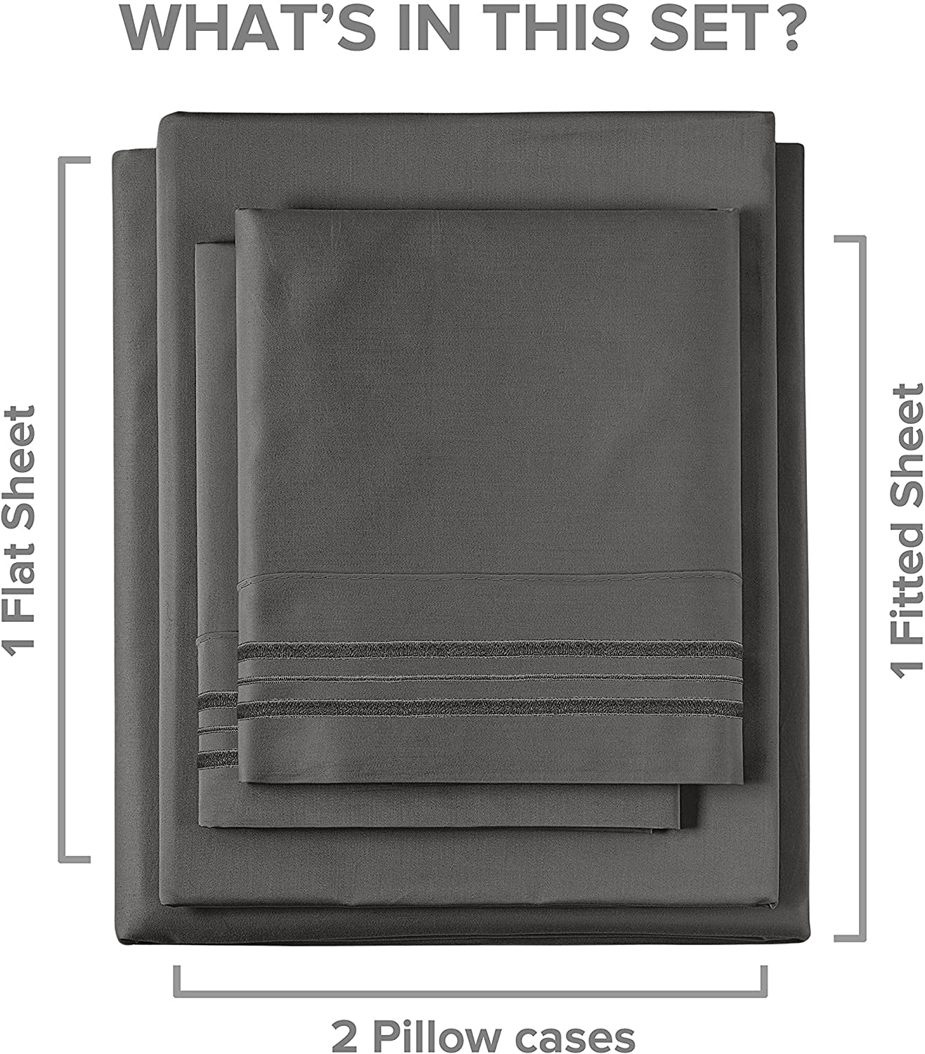 Breathable Luxury 4-Piece Extra Deep Pocket Sheet Set - Full Size Breathable & Cooling Bed Sheets Fits 18"-24" Mattresses, Gray - Luxury Bed Sheet Set with Deep Pockets Detail