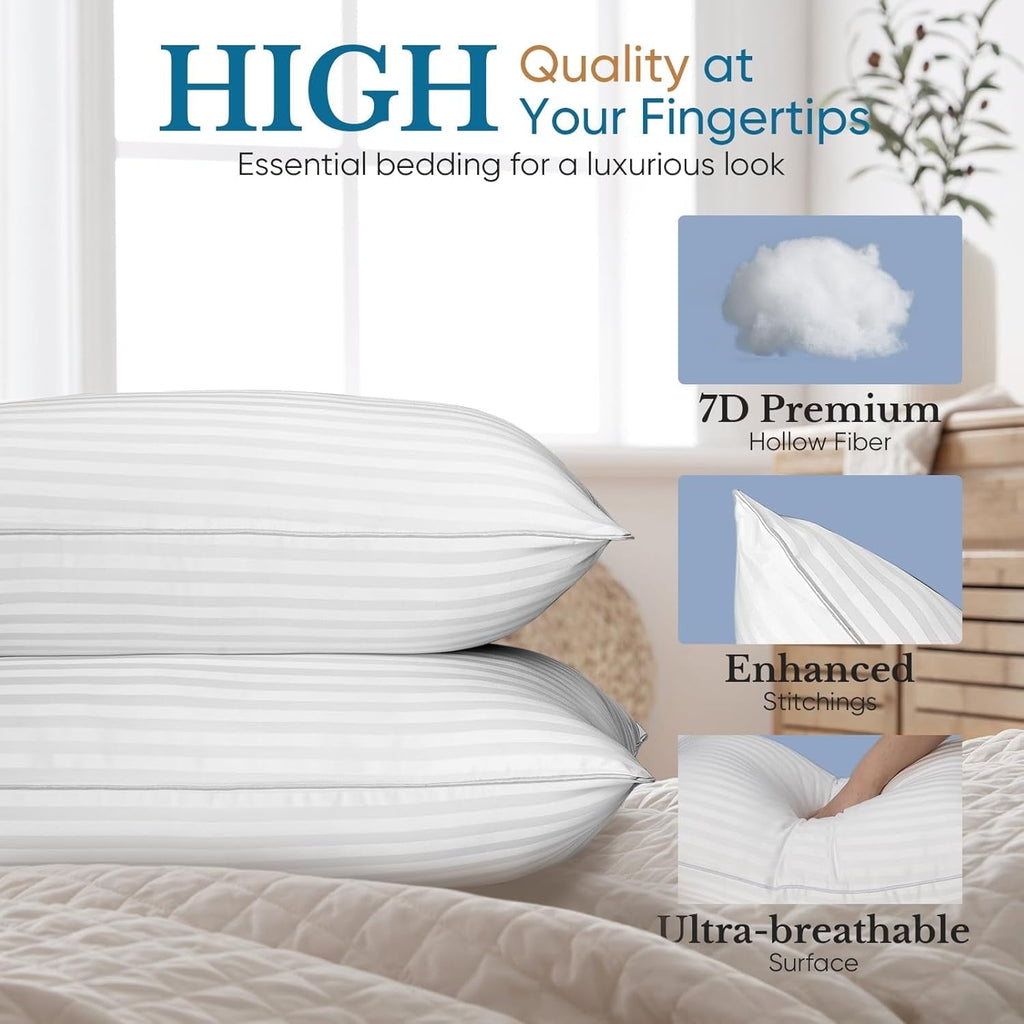 Hotel Collection Pillow for Beds 2 Pack Queen Size Pillows Set of 2 Hypoallergenic Hotel Down Alternative Pillow for Side and Back Sle... - Orthopedic Shredded Foam Bed Pillow Set Detail