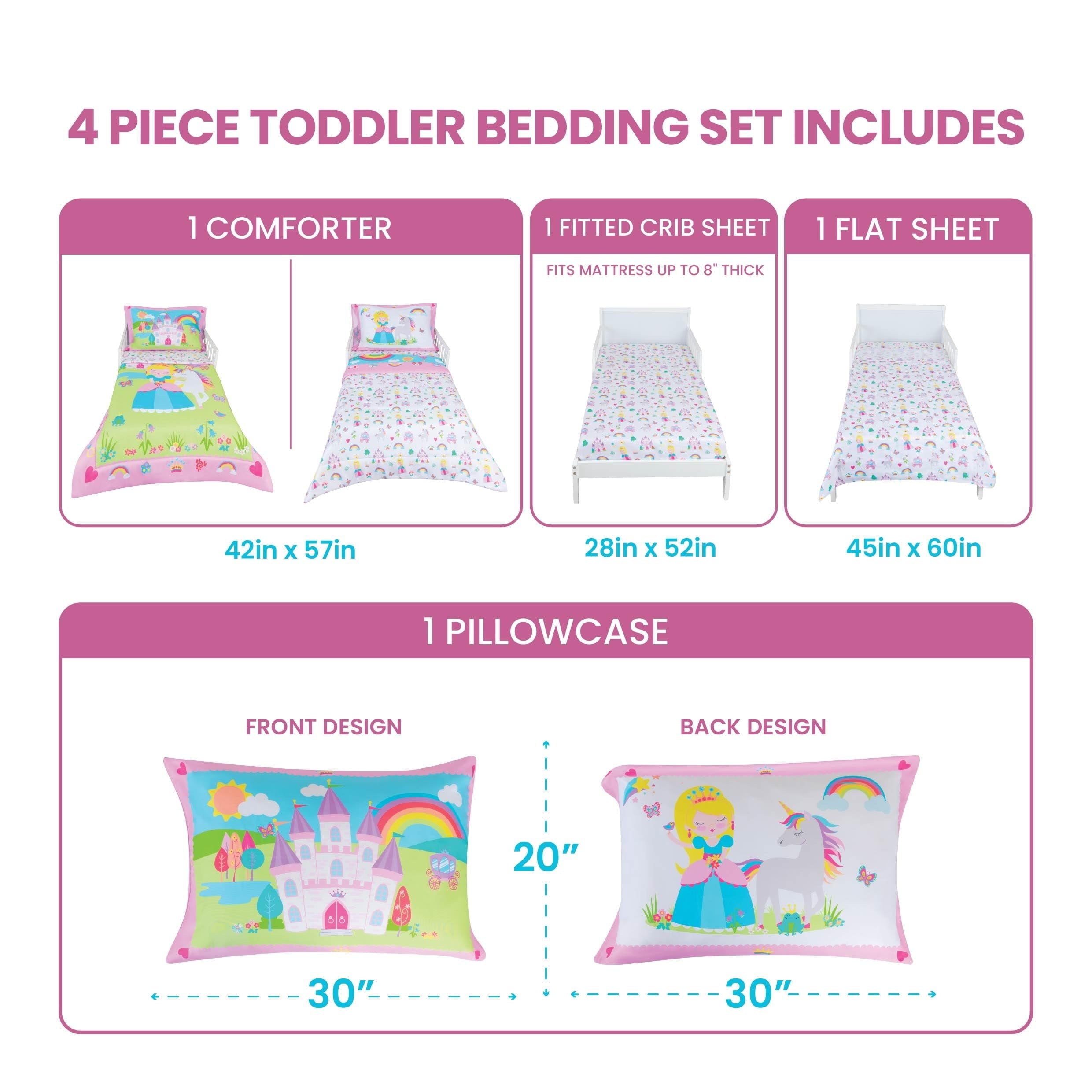 Luxurious Quilted Princess Toddler Bedding Set for Girls - 4-Piece Toddler Bed Comforter Sets for Girls, Reversible Comforter & Pillowc... - Cloud-Like Soft Lightweight Bed Comforter Detail