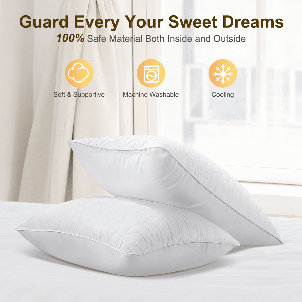 Fluffy Shredded Bed Pillows Queen Size Set of 2, Hotel Gusseted Pillows for Sleeping, Alternative to Down Pillows, Soft Supportive & ... - Ergonomic Memory Foam Pillow for Neck Pain Support Detail